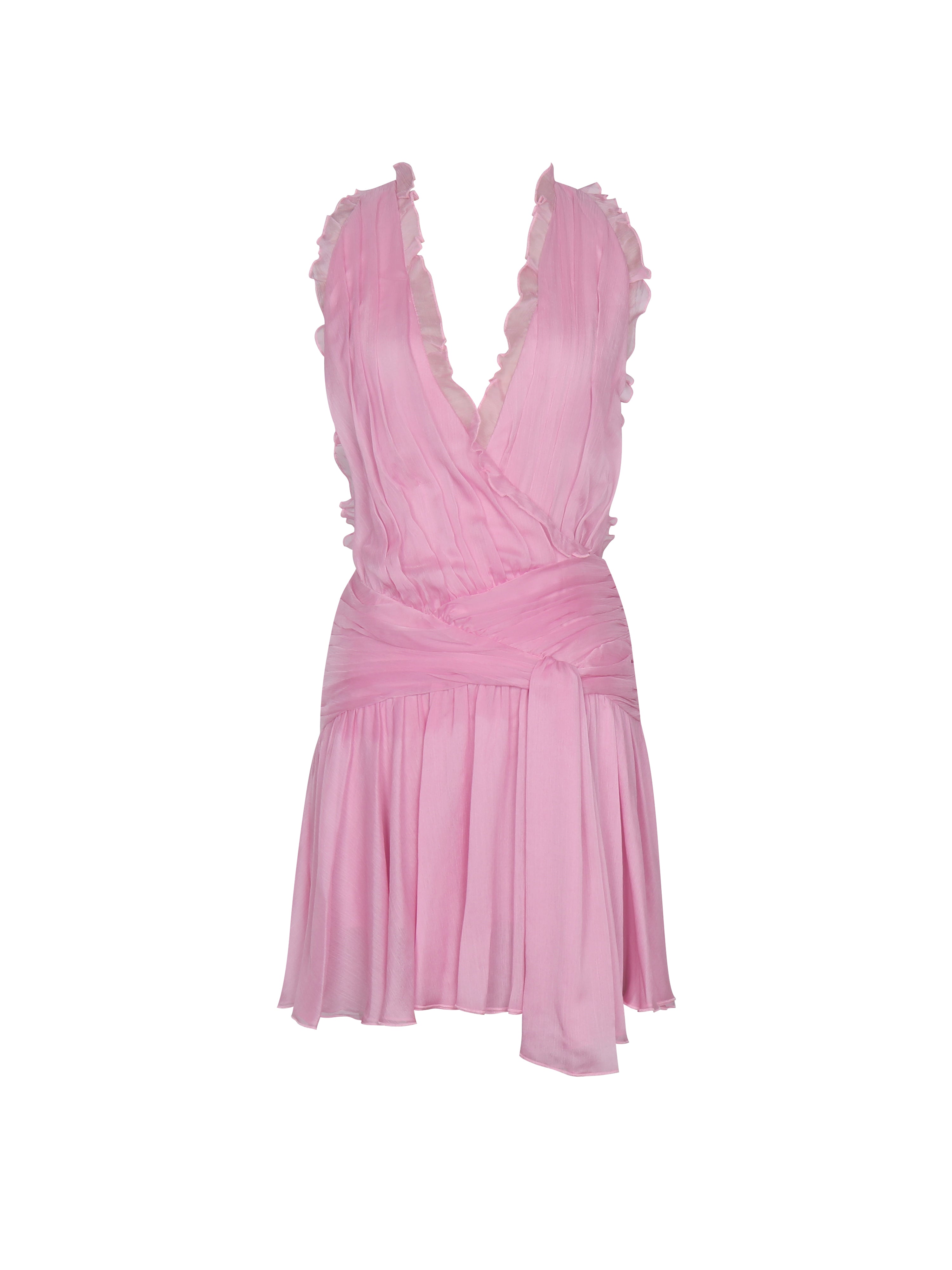 Odelle Tulip Pink Crinkle Chiffon Wrap Dress