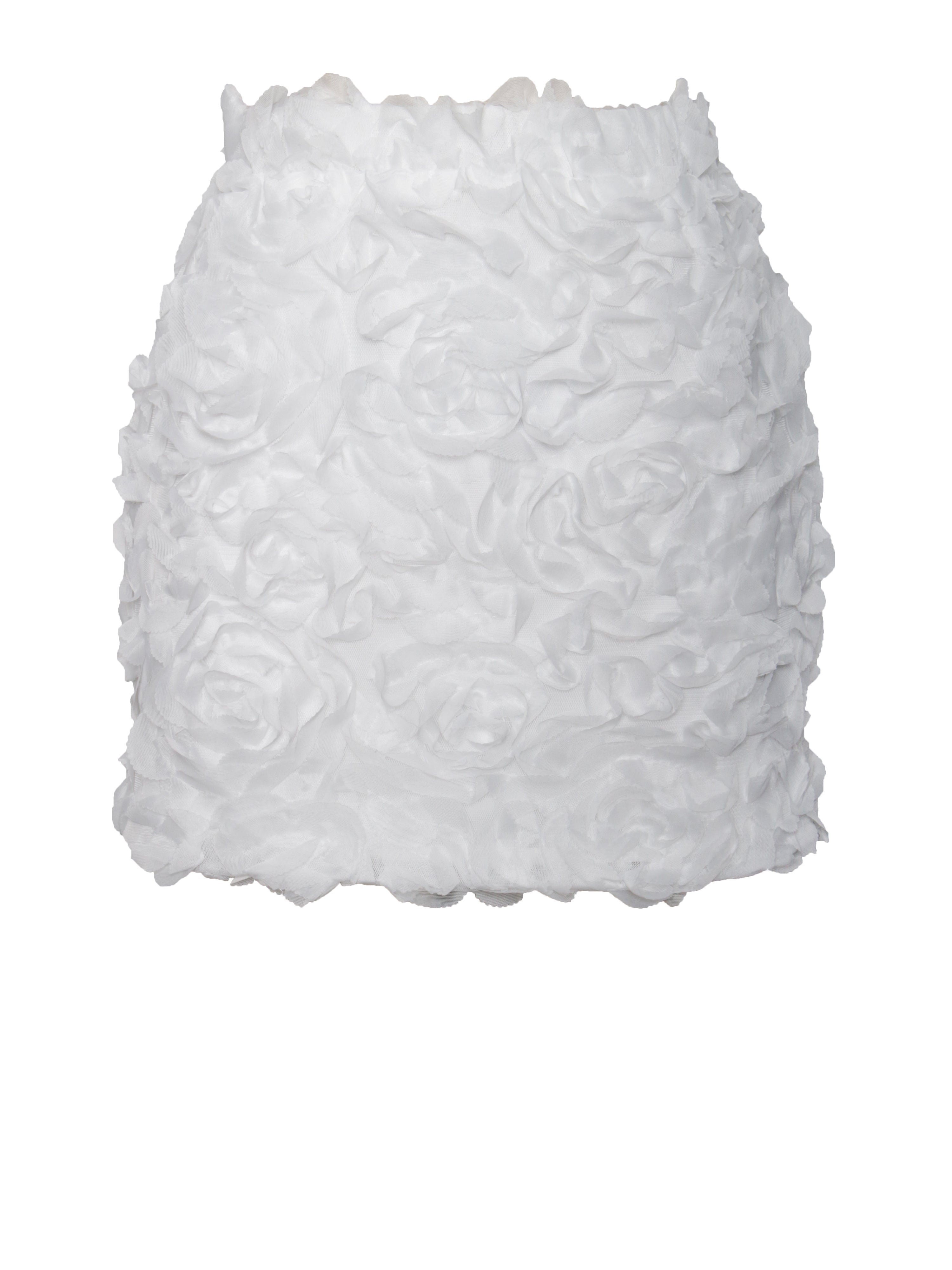 Qiana White Floral Appliqué Mini Skirt