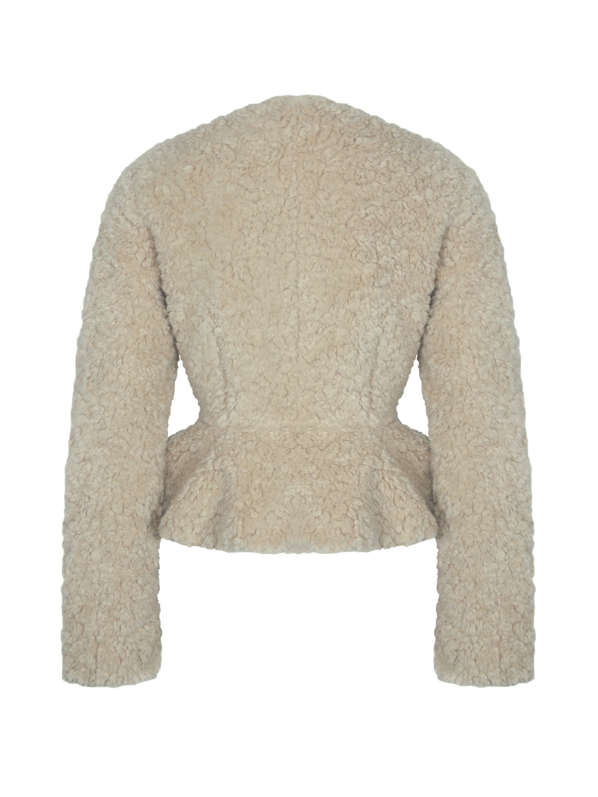 Brigitte Beige Teddy Fur Peplum Jacket
