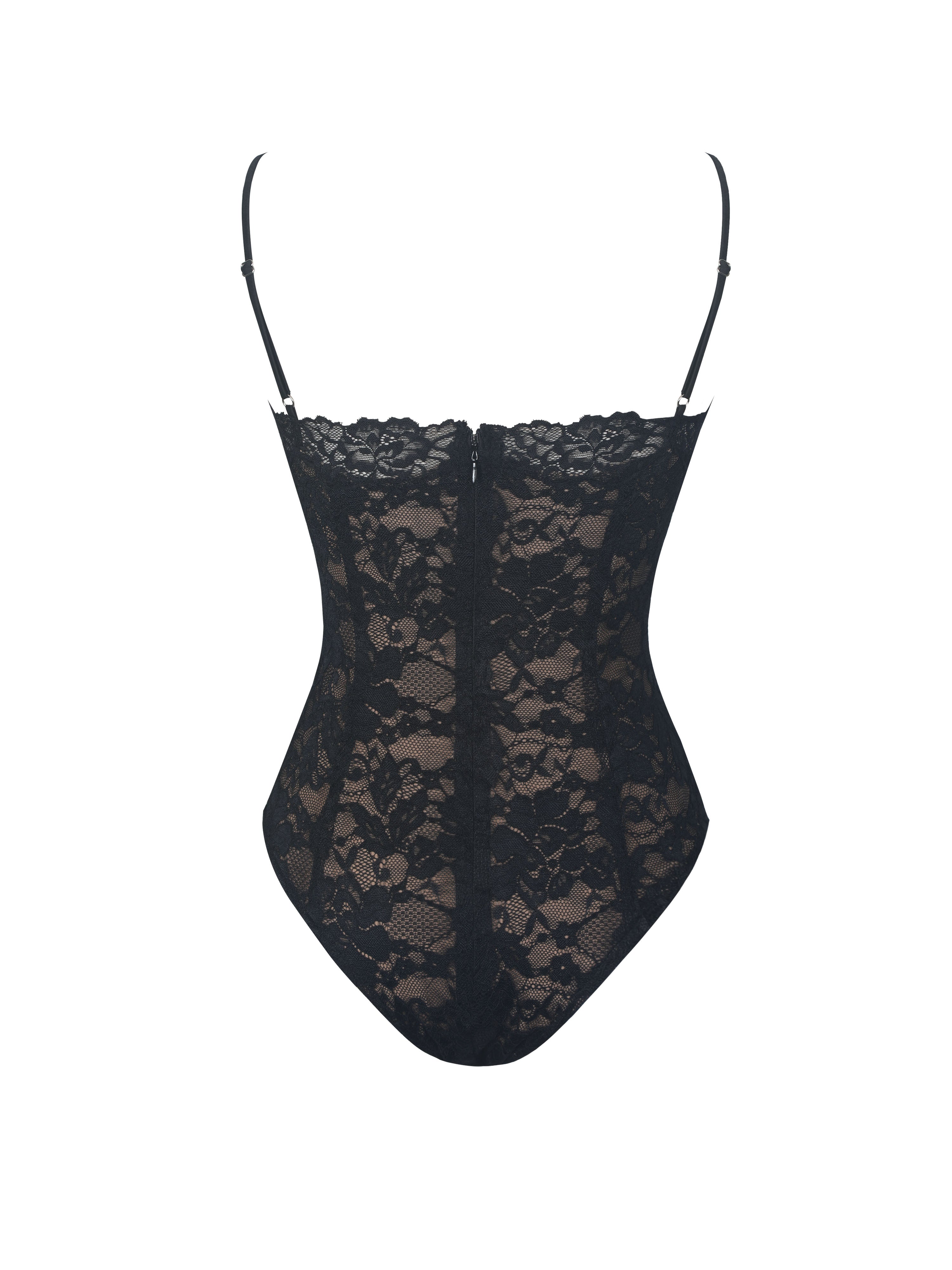 Venetia Black Lace Plunging Bodysuit