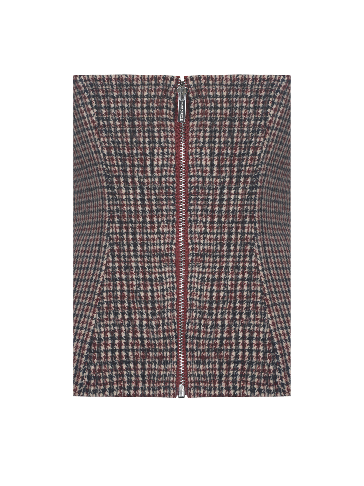 Victoire Burgundy Micro Houndstooth Sweetheart Neckline Top