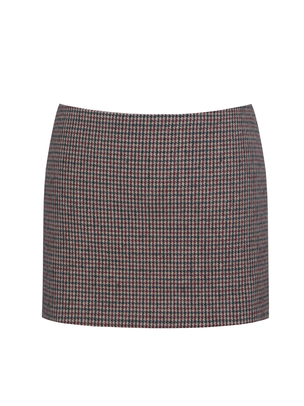 Victoria Burgundy Micro Houndstooth Mini Skirt