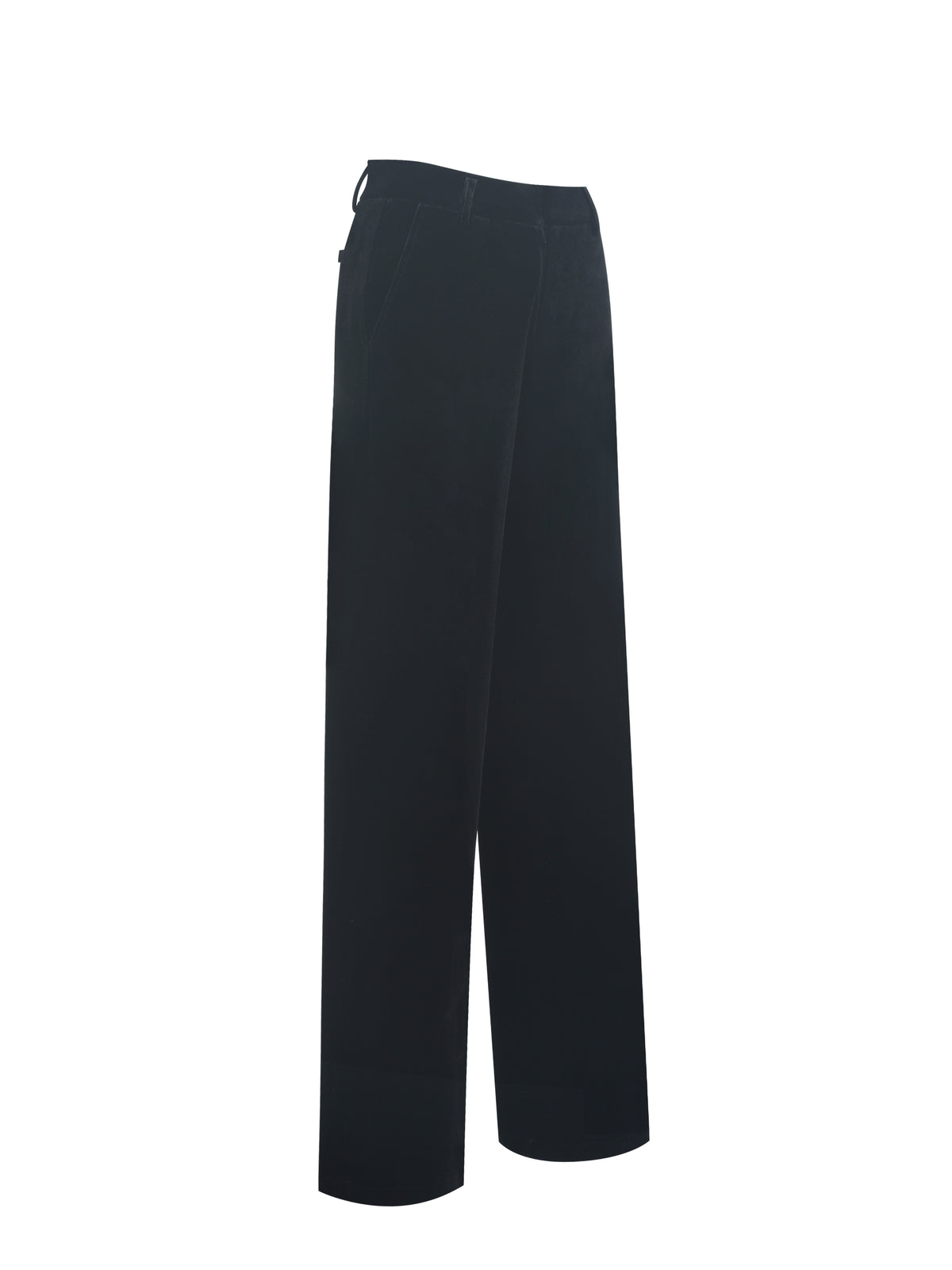 Ronnie Low-Waisted Straight-Leg Black Velvet Pants
