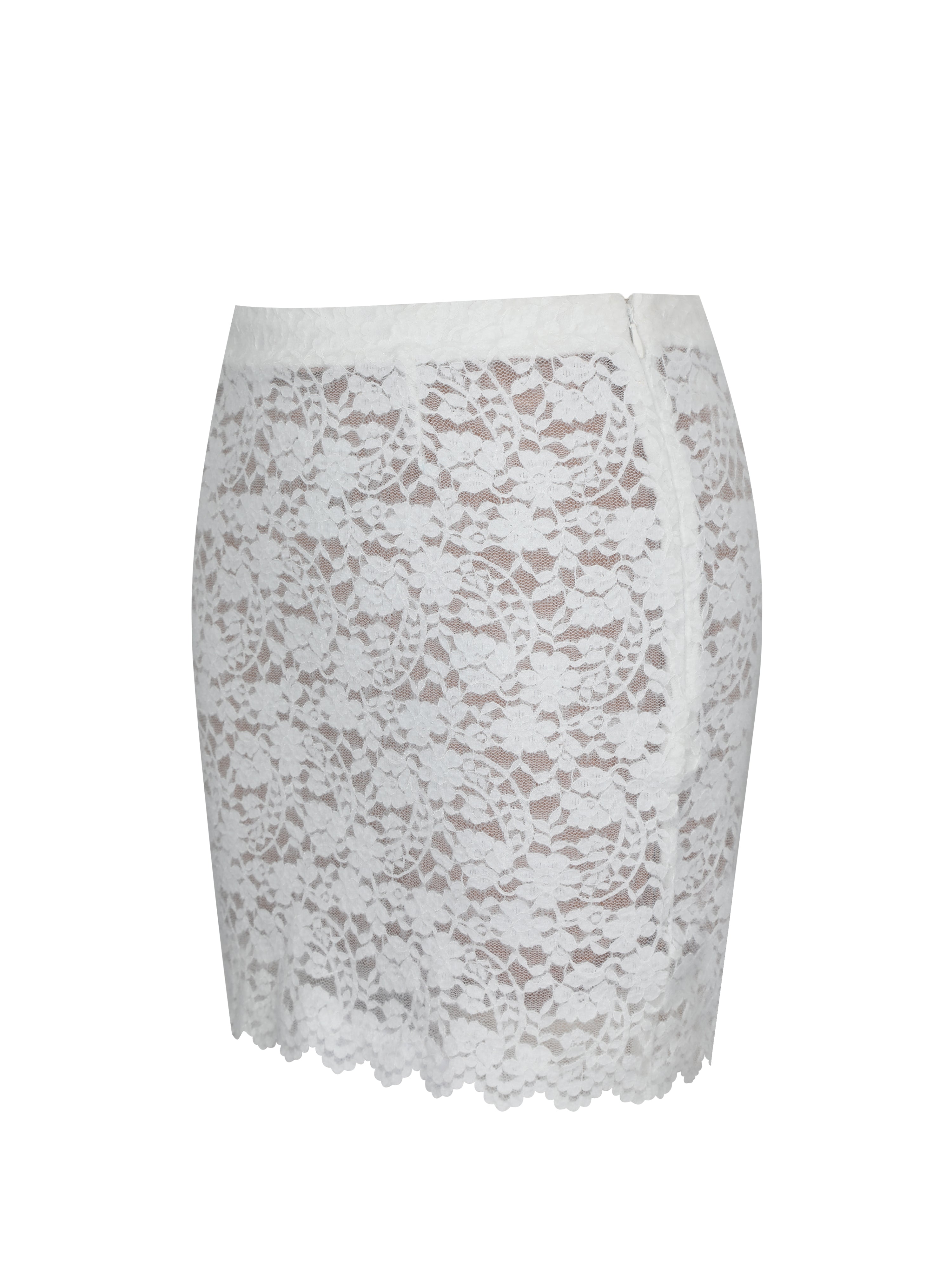 Pyper White Brushed Lace Mini Skirt