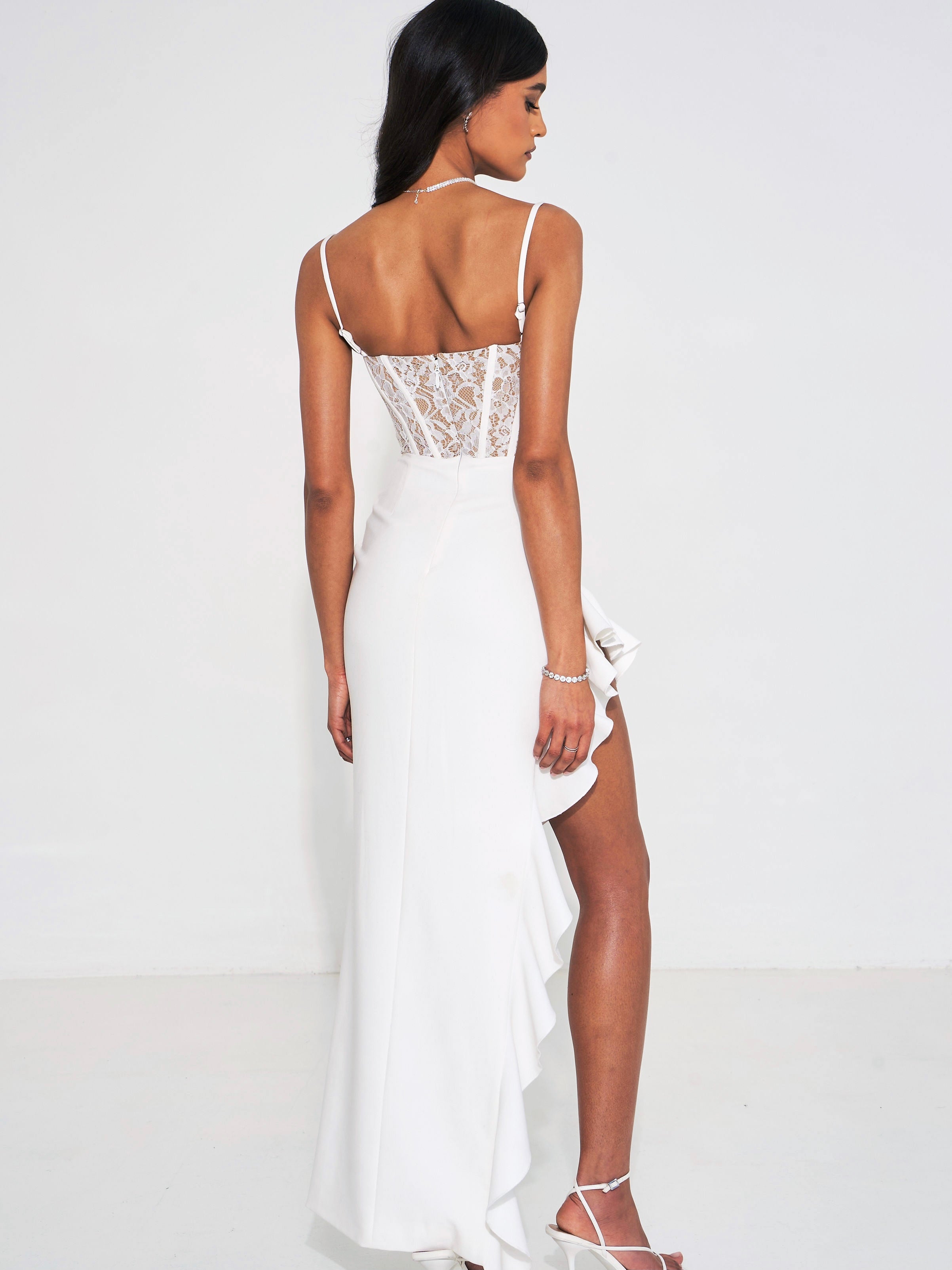 Junia White Lace Corset Maxi Dress