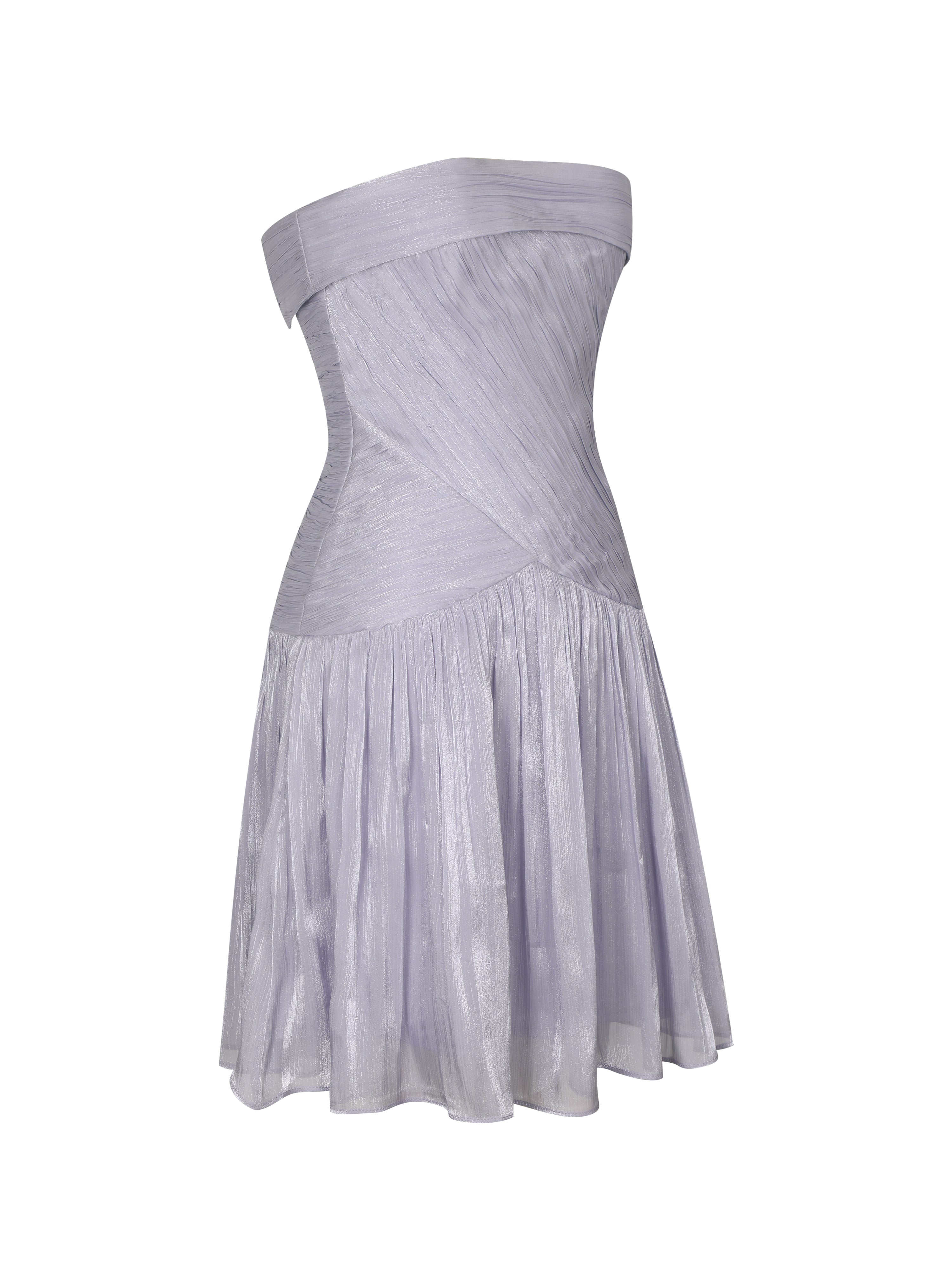 Yalena Lavender Crystal Organza Strapless Mini Dress