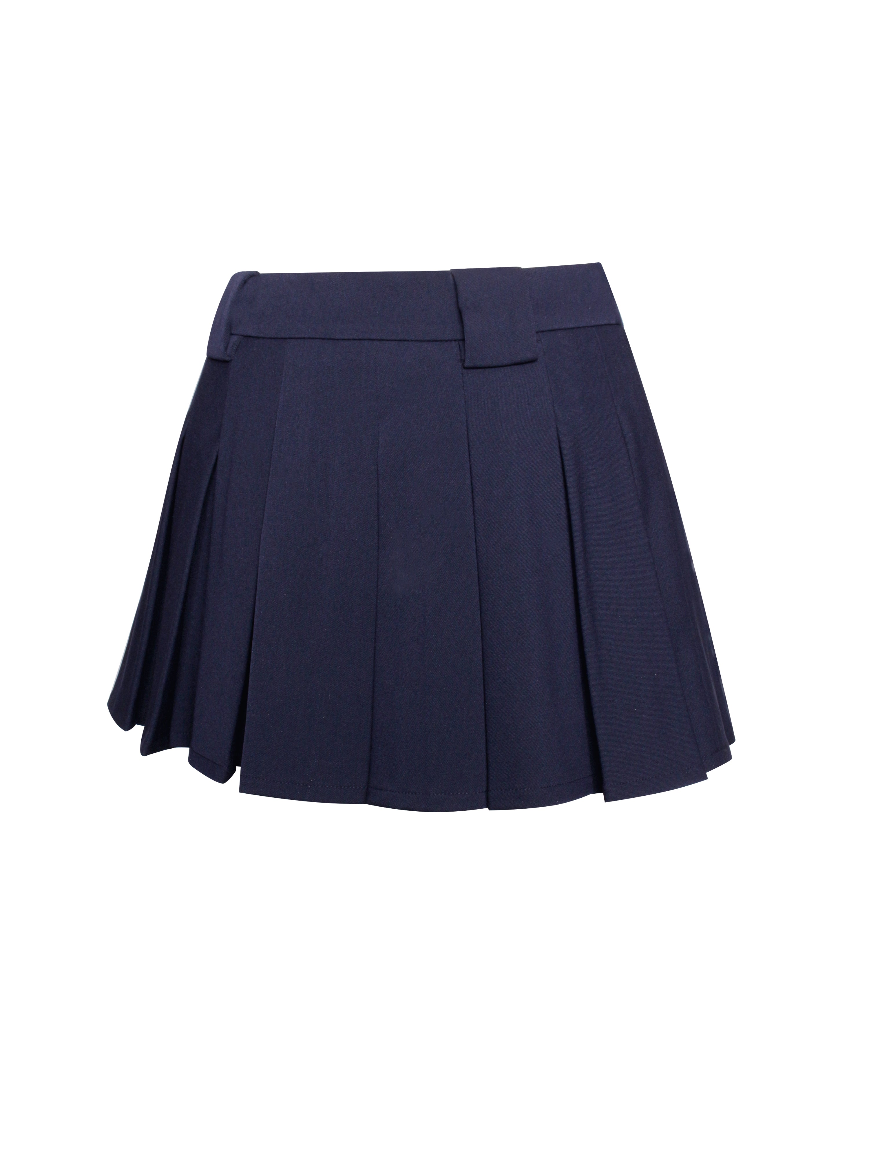 Nasya Navy Blue Pleated Mini Skirt with Inside Shorts