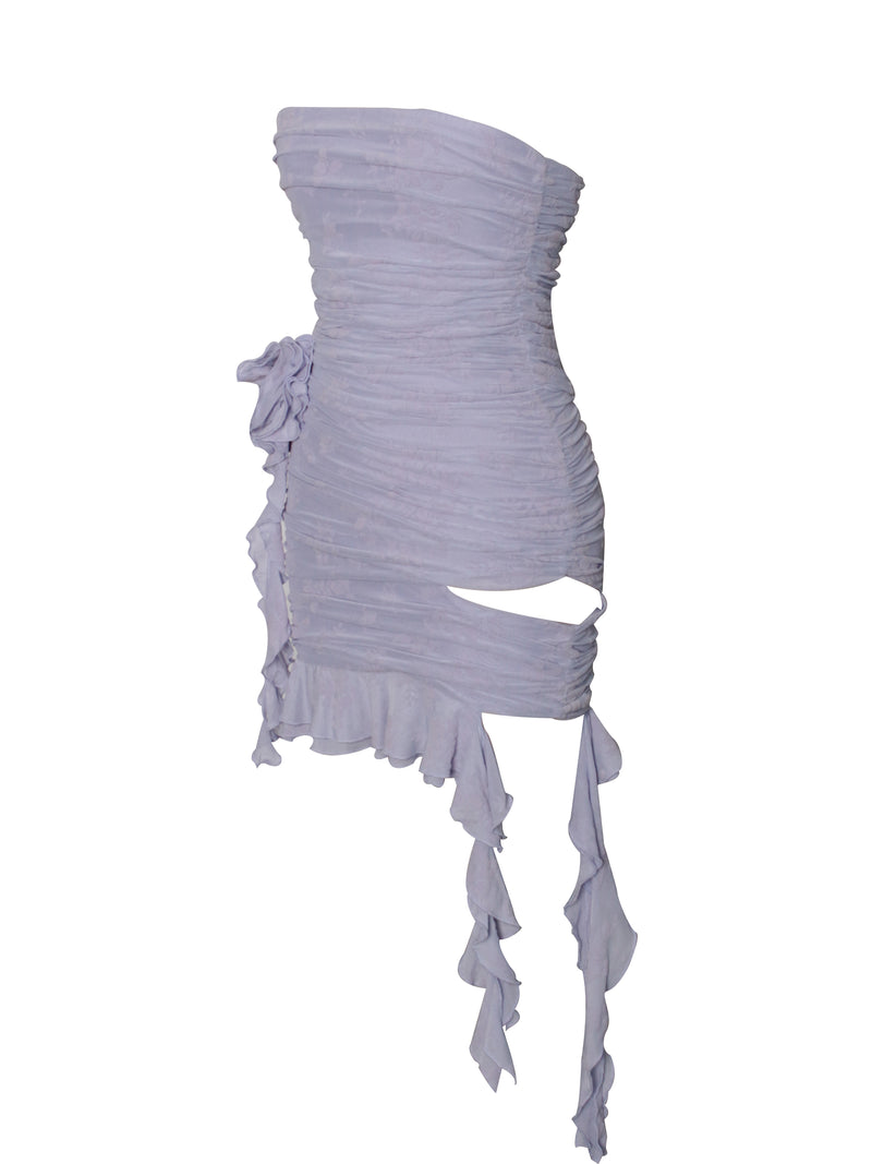 Talulla Light Orchid Ruffle Draping Cutout Dress