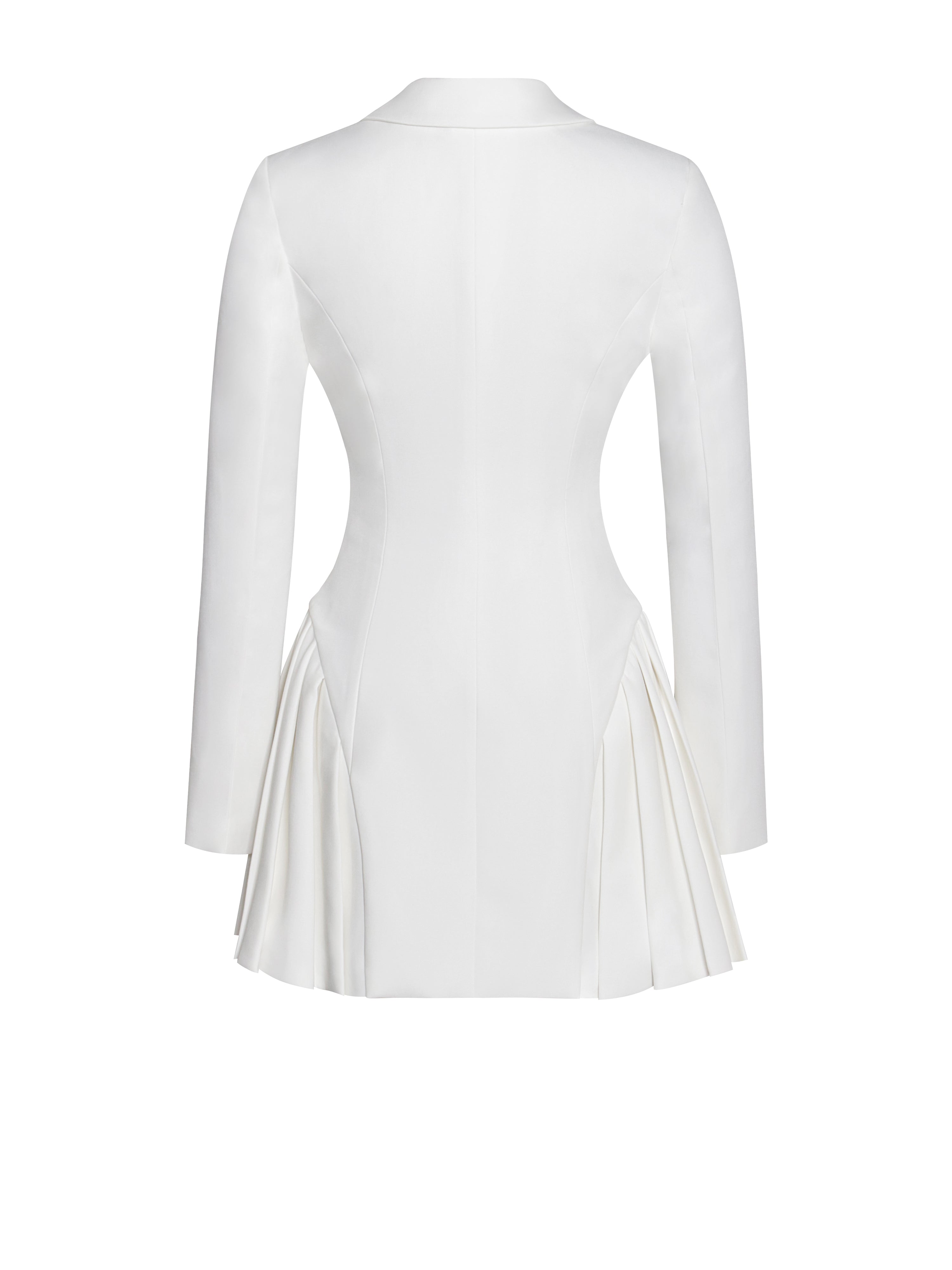 Delia White Blazer Dress with Pleated Detail