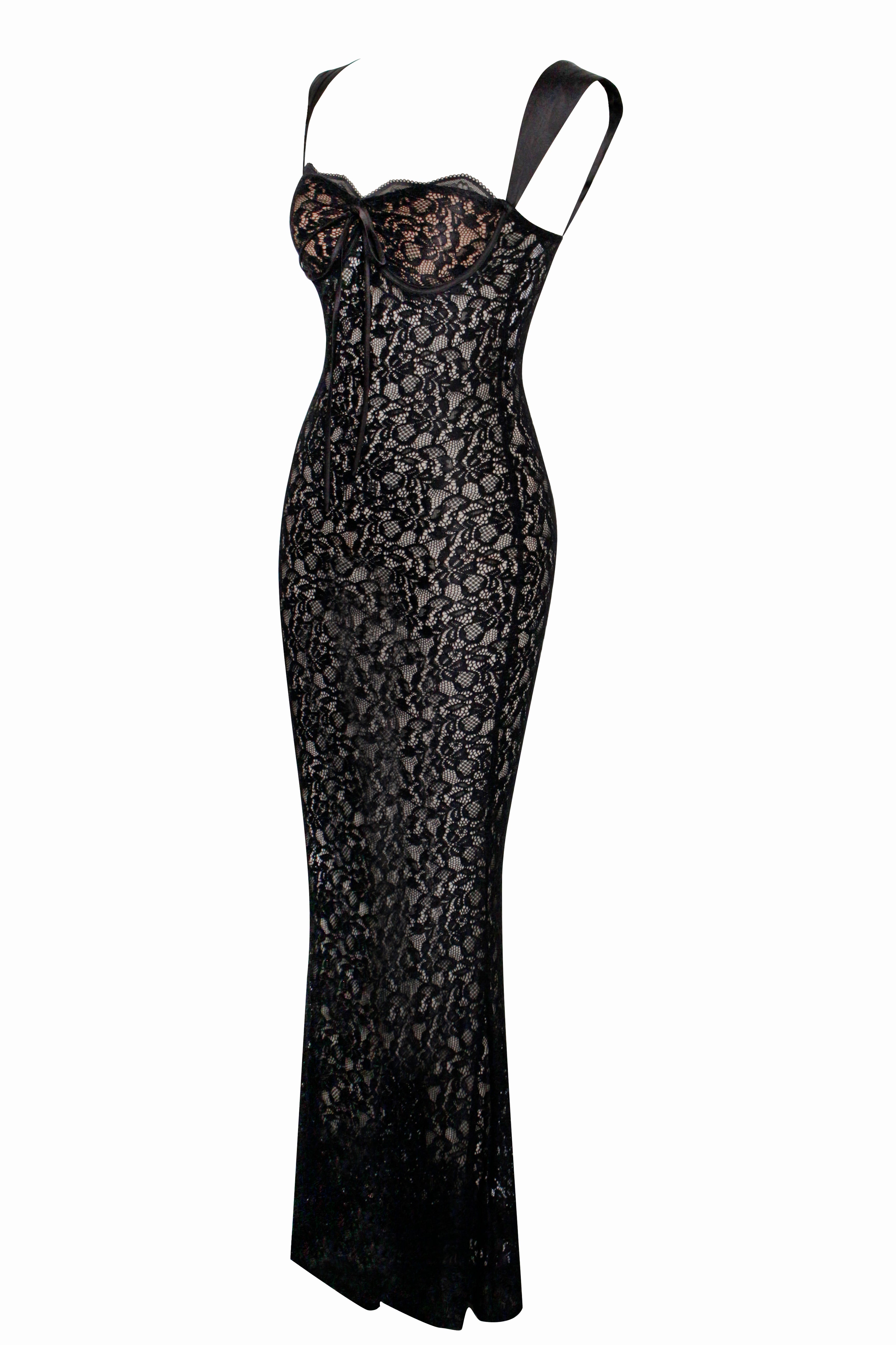 Veronica Black Lace Maxi Dress