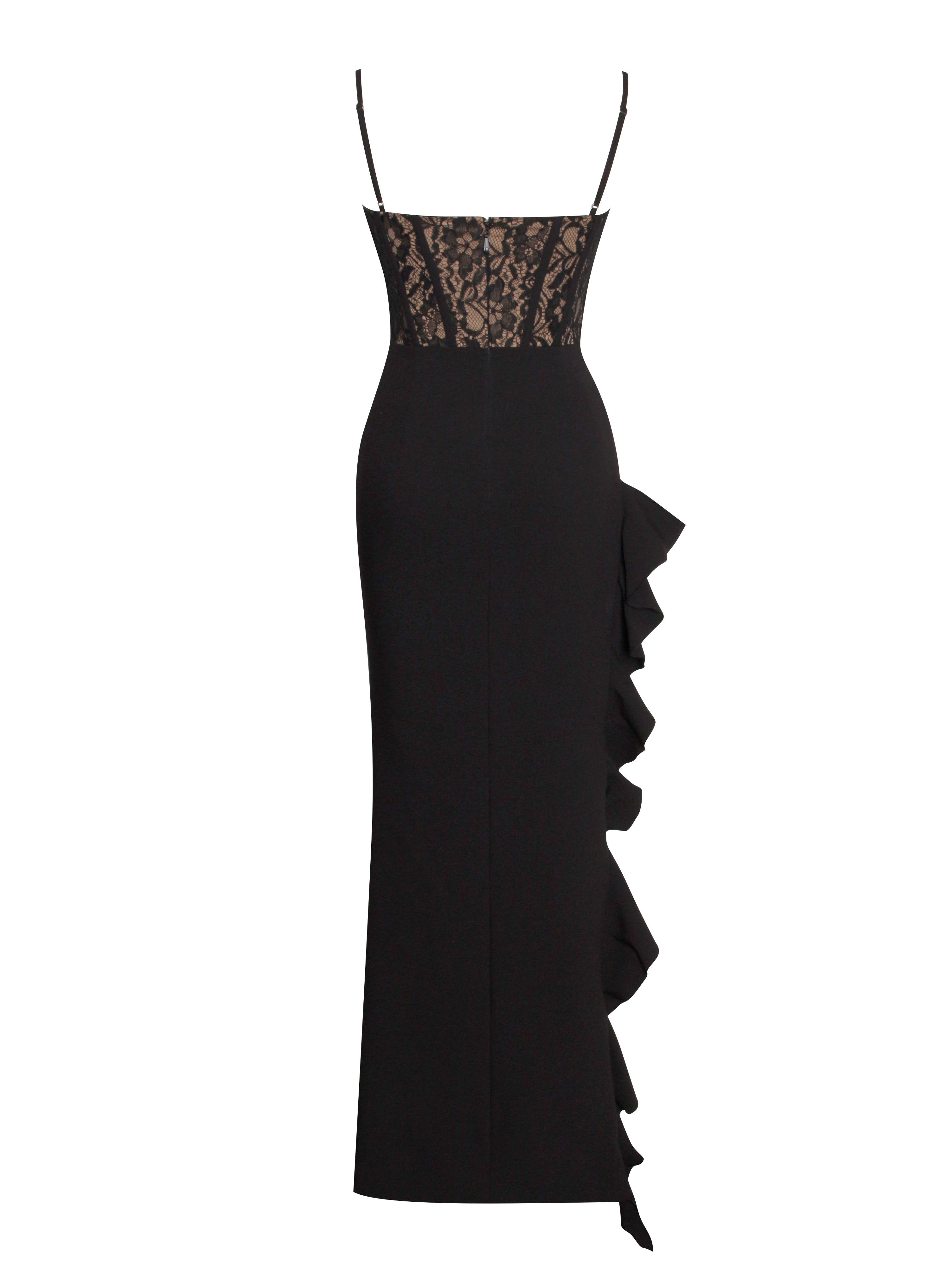 Junia Black Lace Corset Maxi Dress