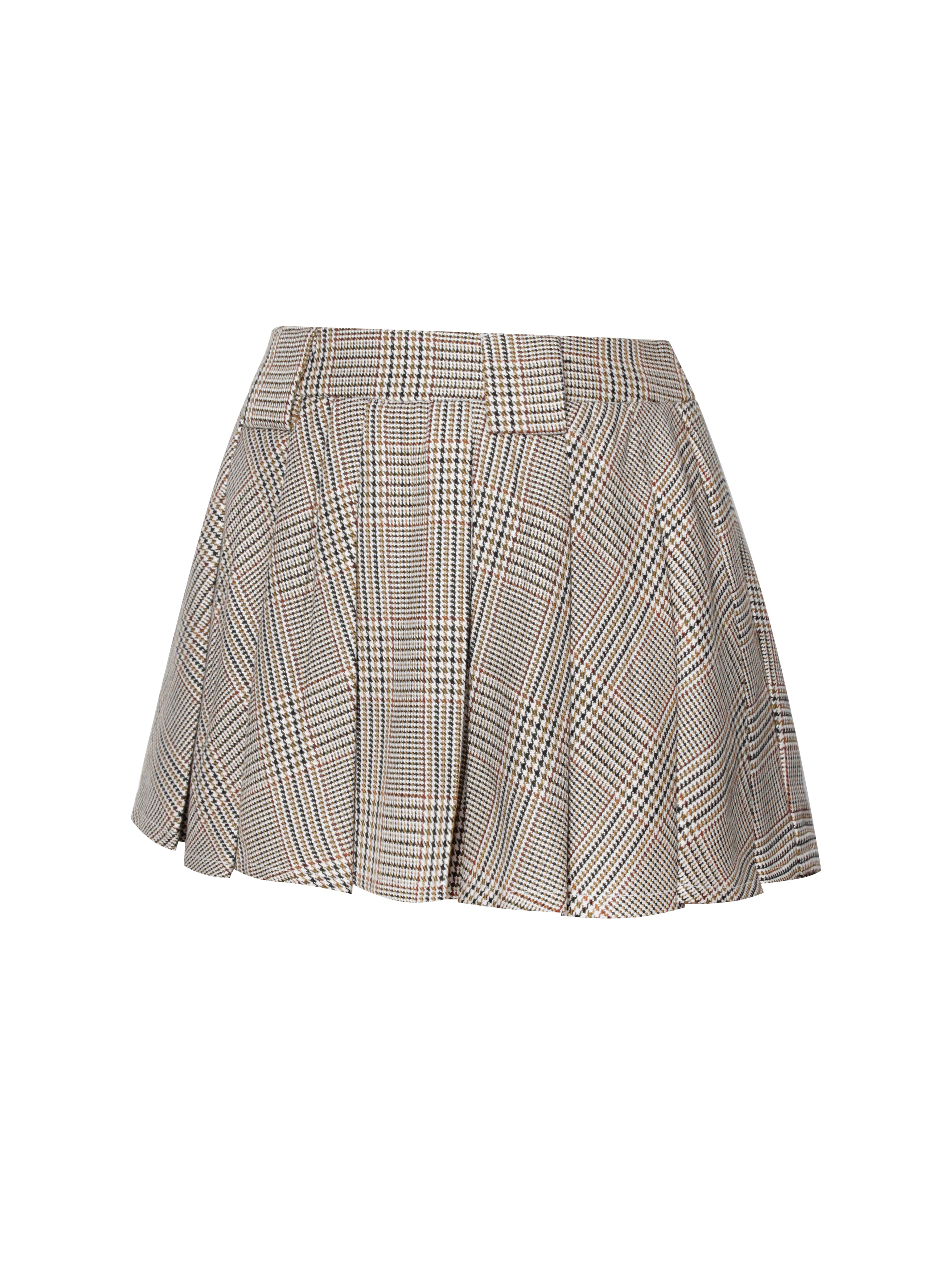 Oaklyn Plaid Pleated Mini Skirt with Inside Shorts