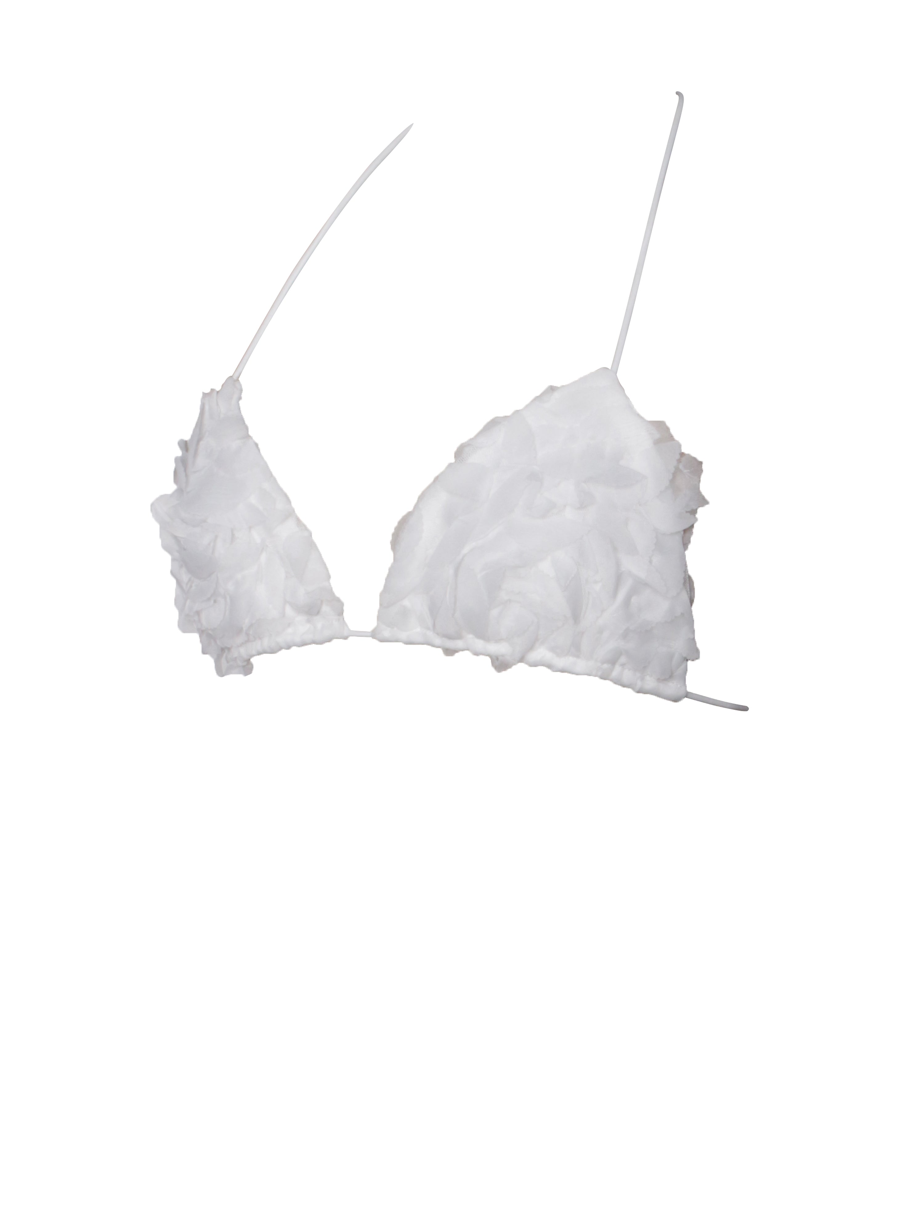 Zuri White Floral Appliqué Bikini Top