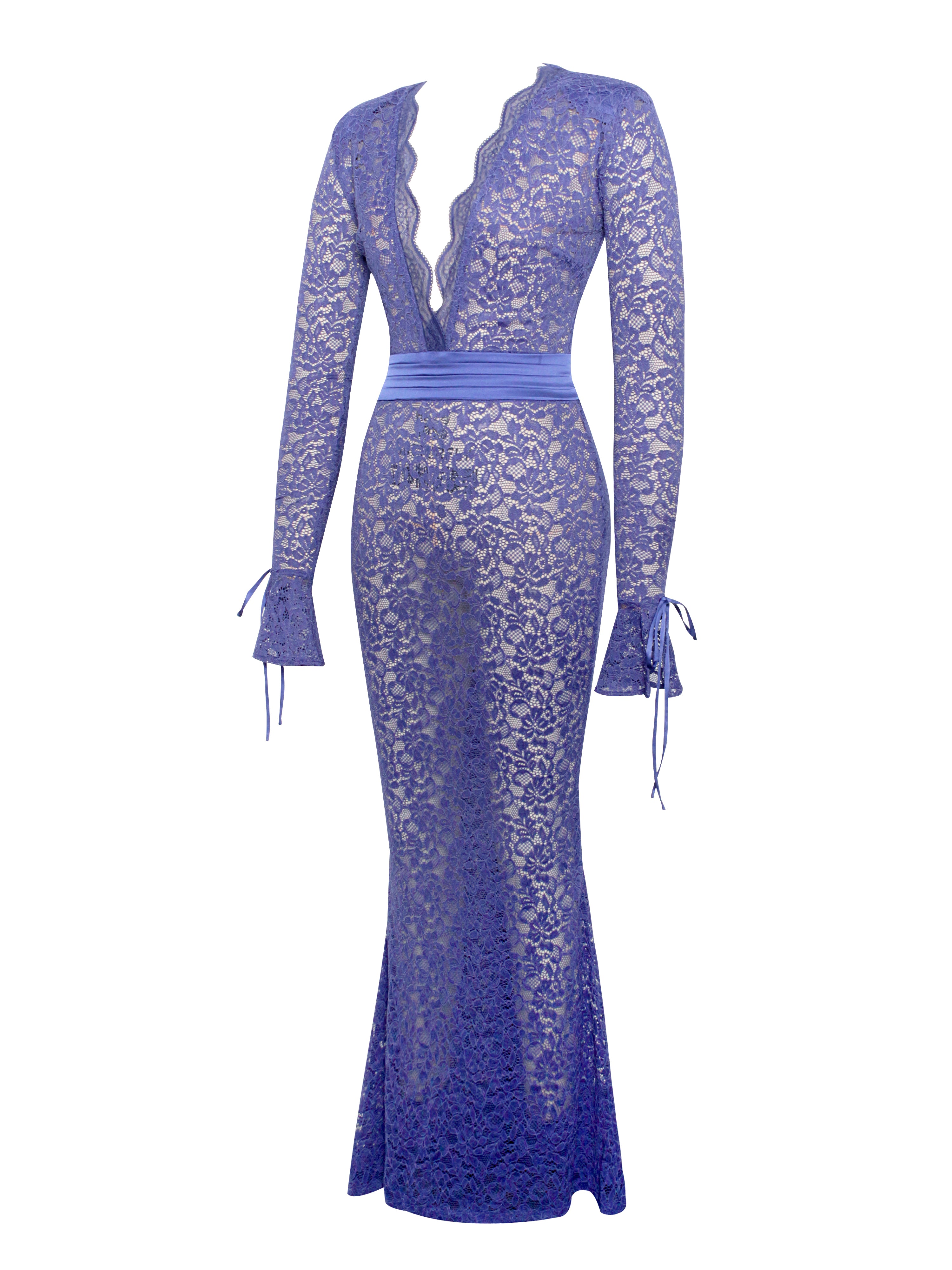 Miss Circle Women Giada Navy Lace Deep V Long Sleeve Maxi Dress Miss Circle Women Giada Navy Lace Deep V Long Sleeve Maxi Dress