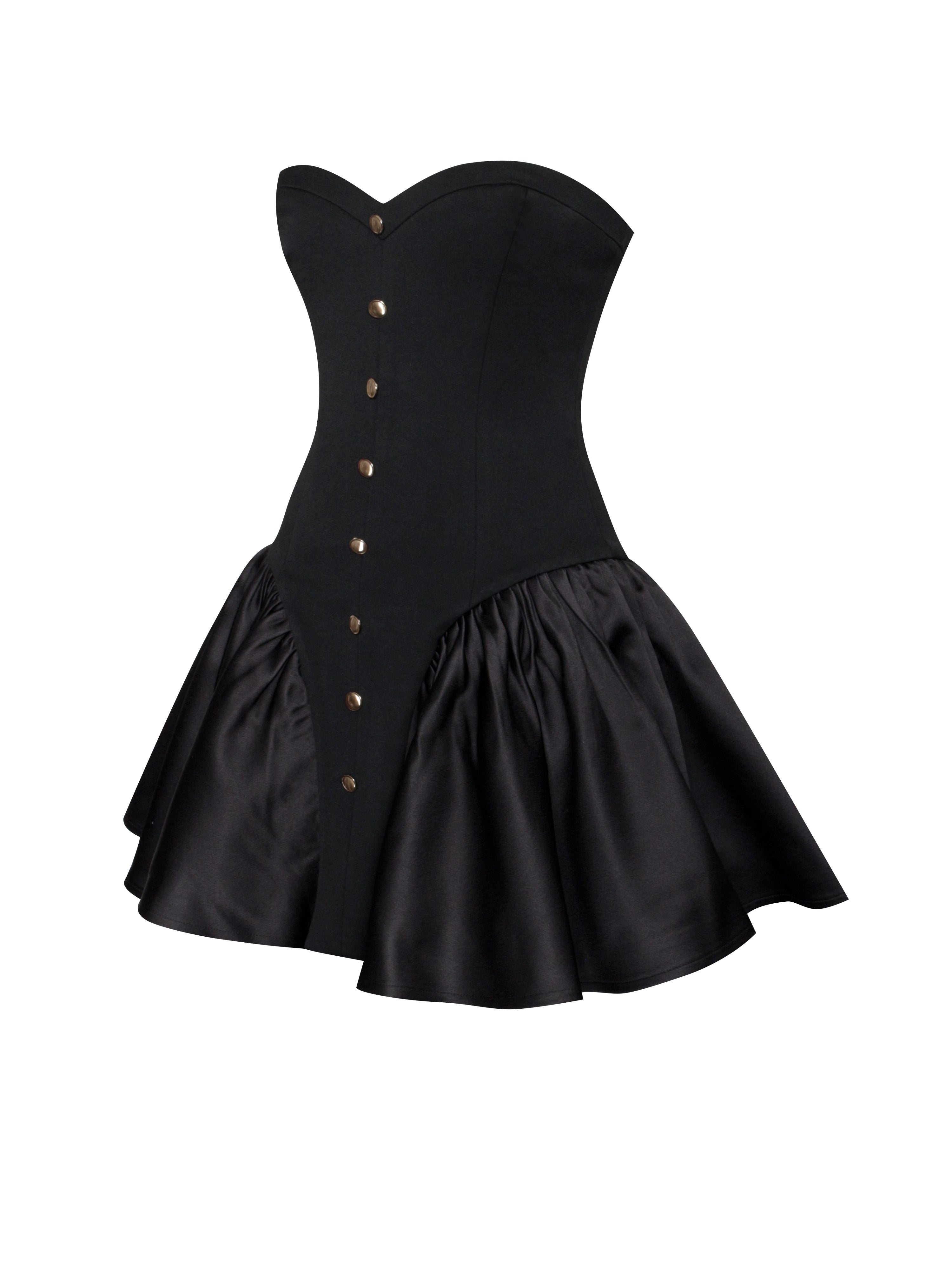 Kaden Black Drop Waist Mini Puffy Dress