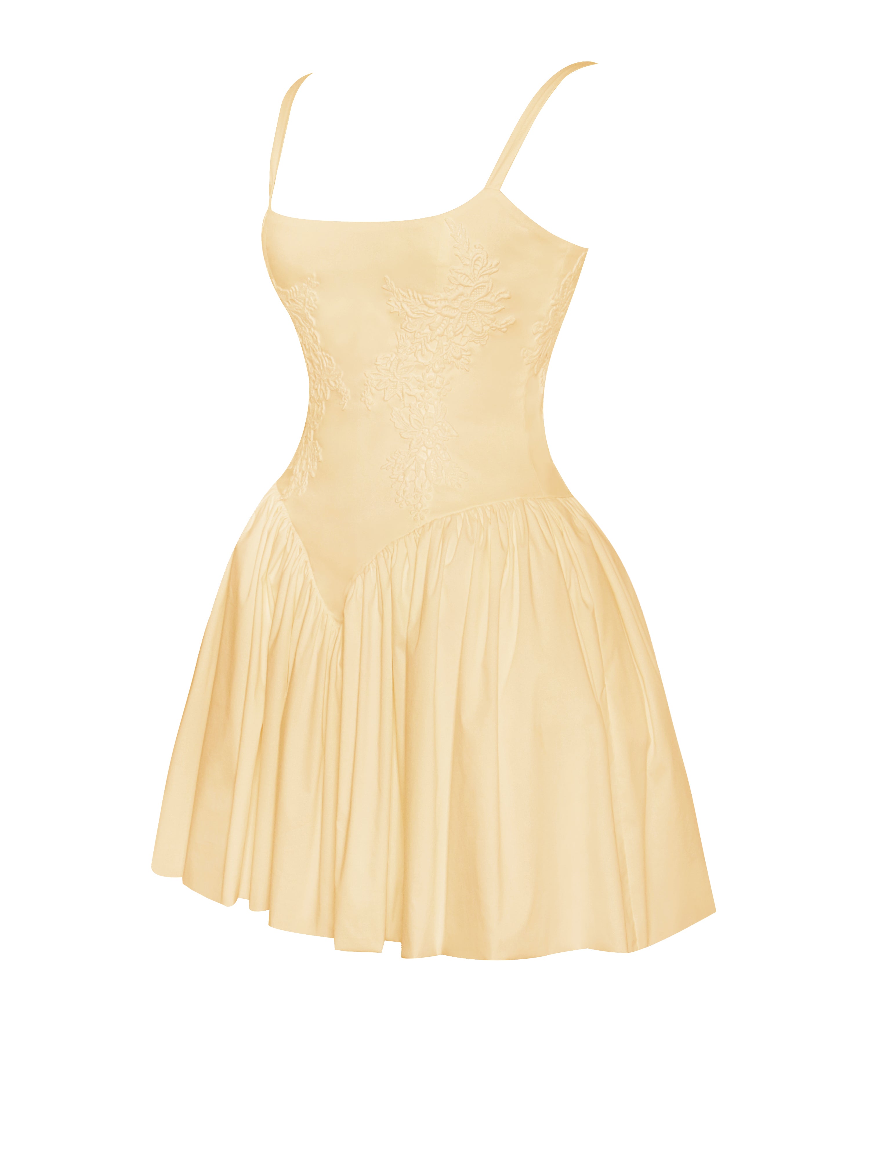 Miss Circle Women's Kadi Yellow Cotton Drop Waist Corset Mini Dress Miss Circle Women's Kadi Yellow Cotton Drop Waist Corset Mini Dress