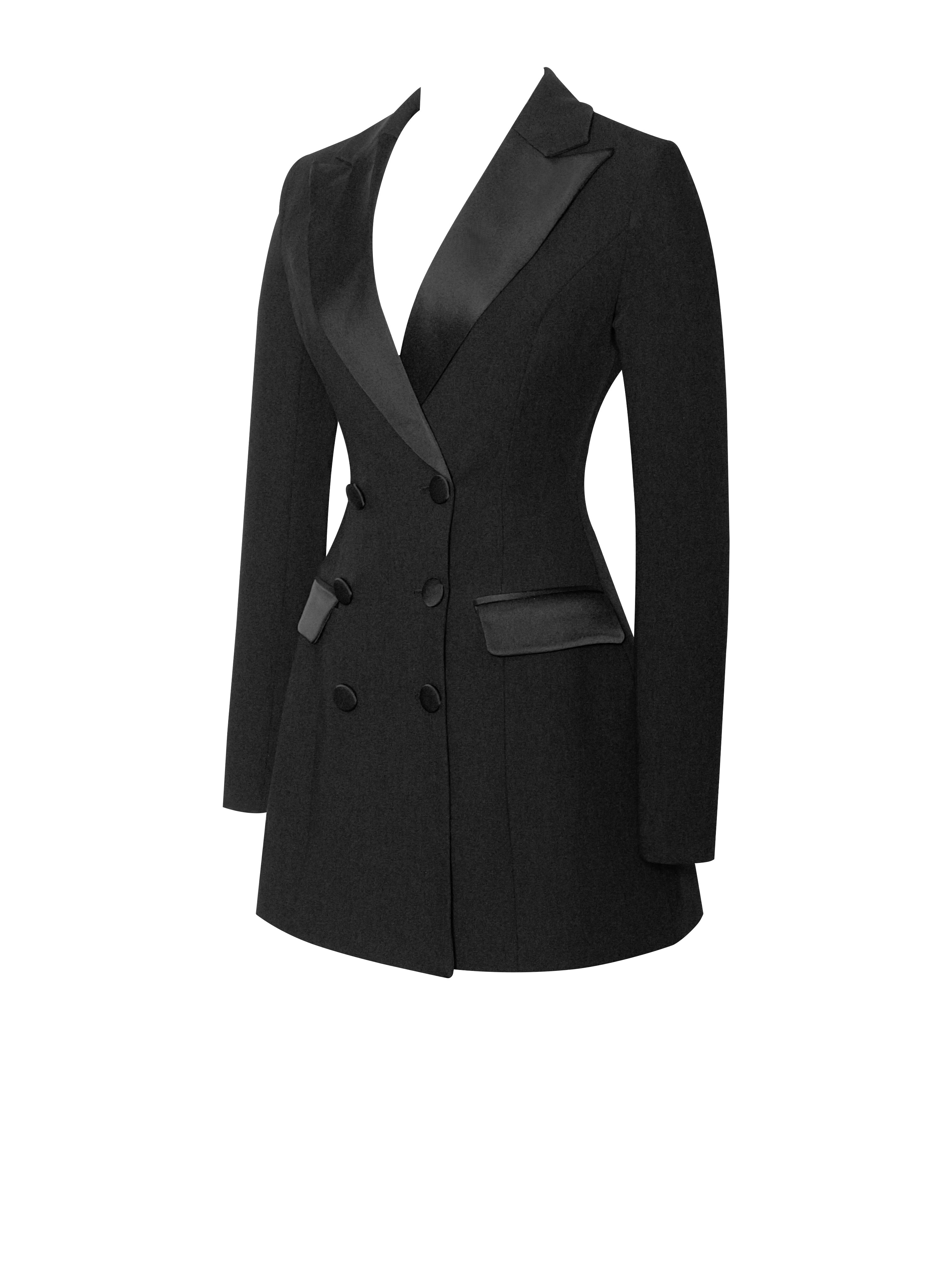 Calista Black Stretch Crepe Blazer Dress