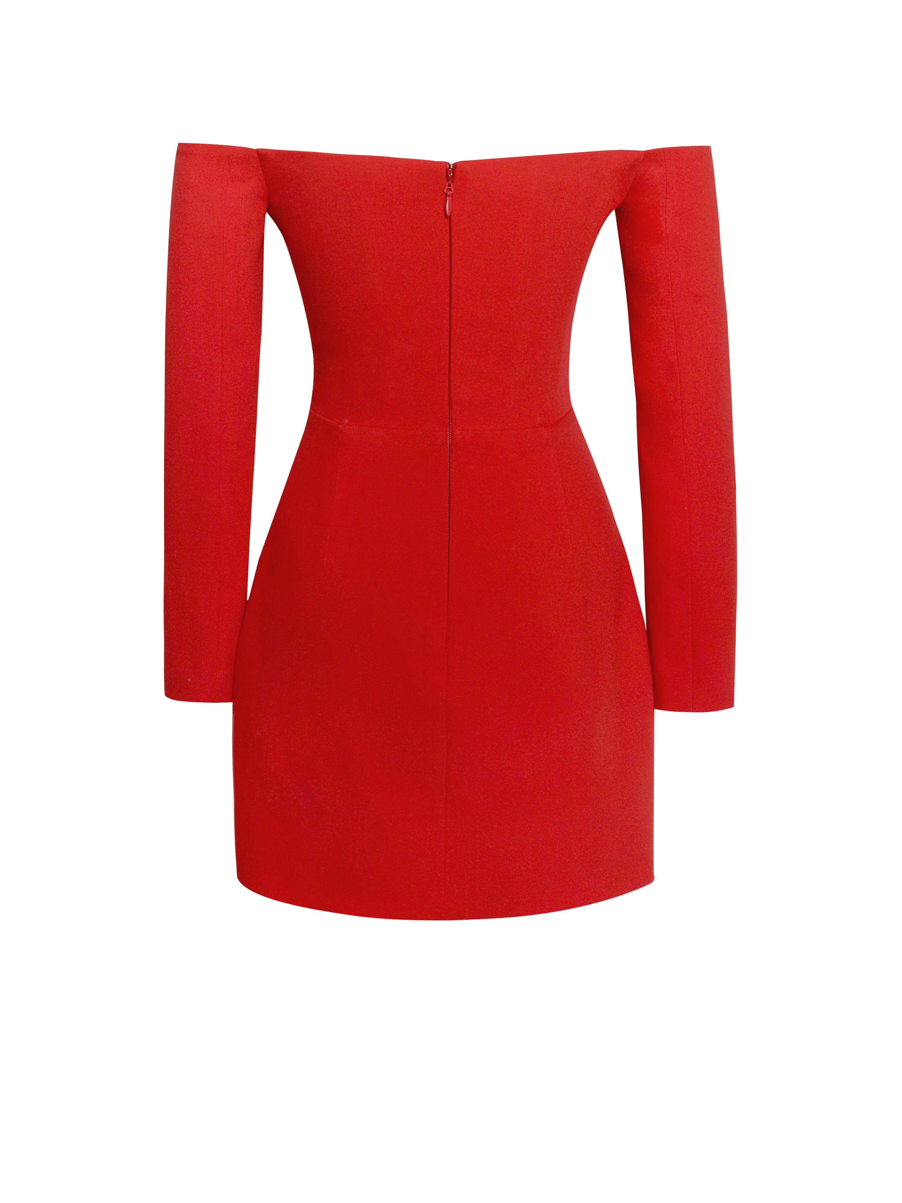 Polina Red Off Shoulder Long Sleeve Blazer Dress