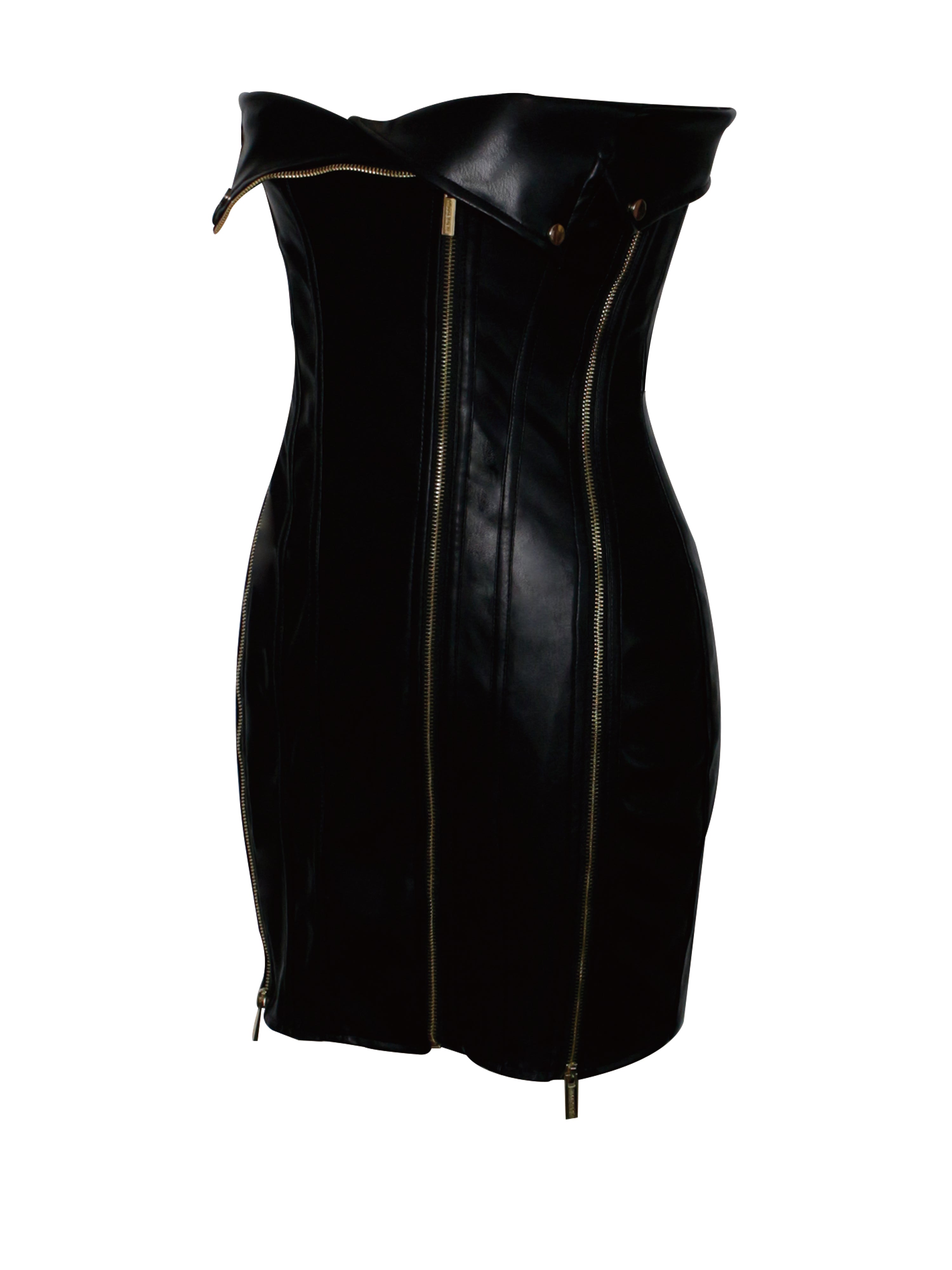 Annora Vegan Leather Mini Dress in Black Annora Vegan Leather Mini Dress in Black