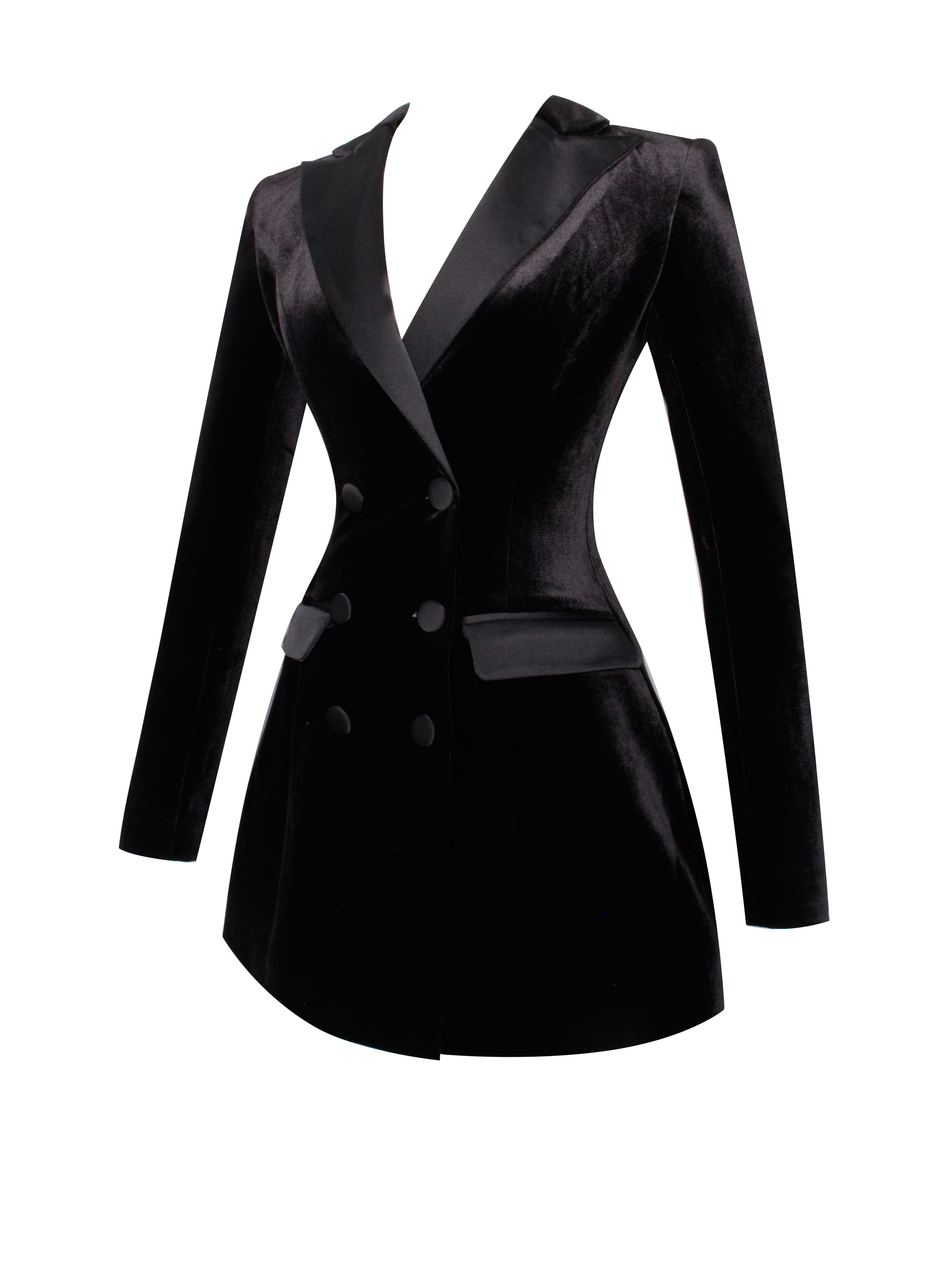 Calista Black Velvet Blazer Mini Dress