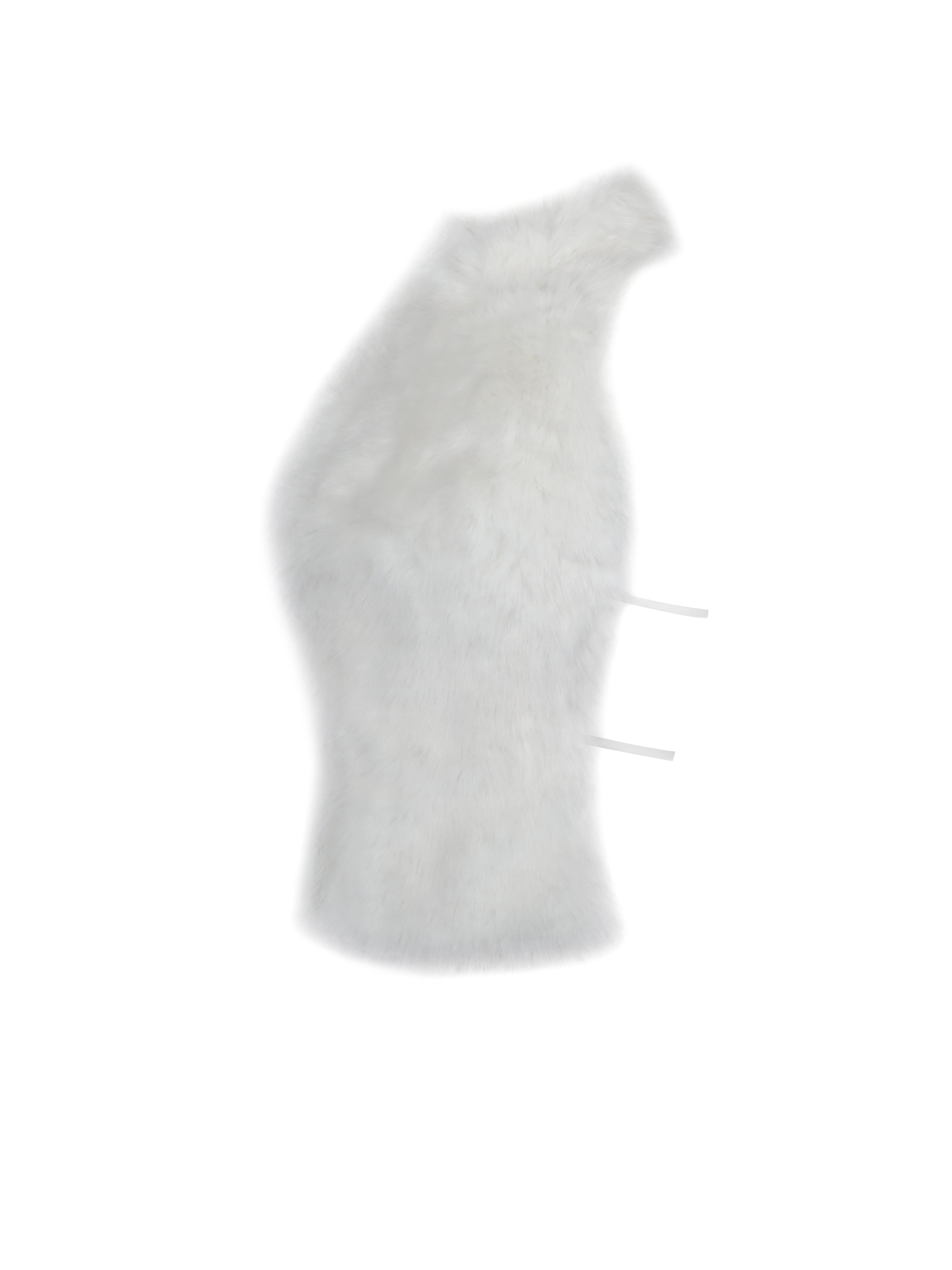 Oona White Backless Contoured Fur Halter Top