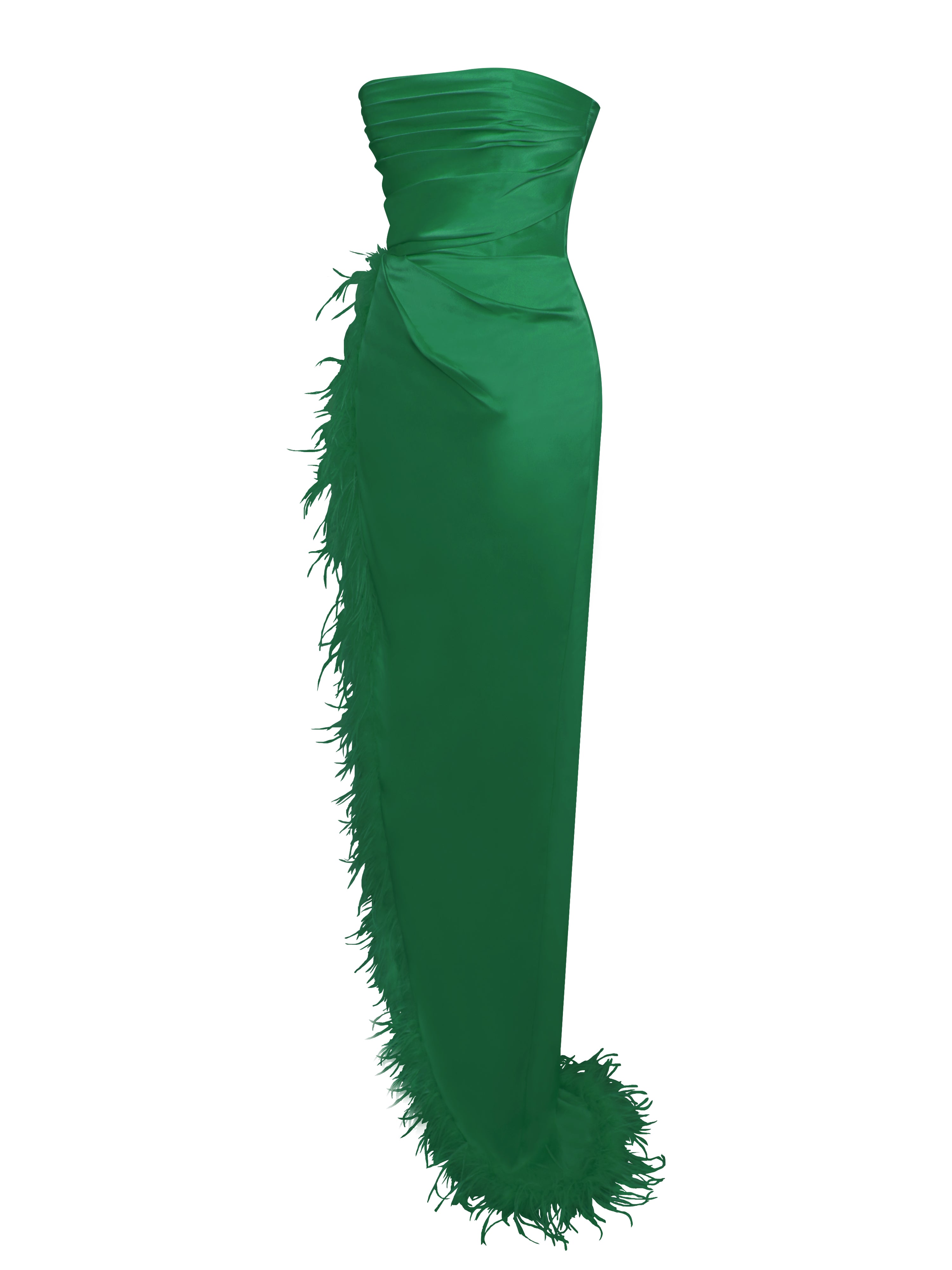 Perrin Emerald Green Feather Dress High Slit Gown Perrin Emerald Green Feather Dress High Slit Gown