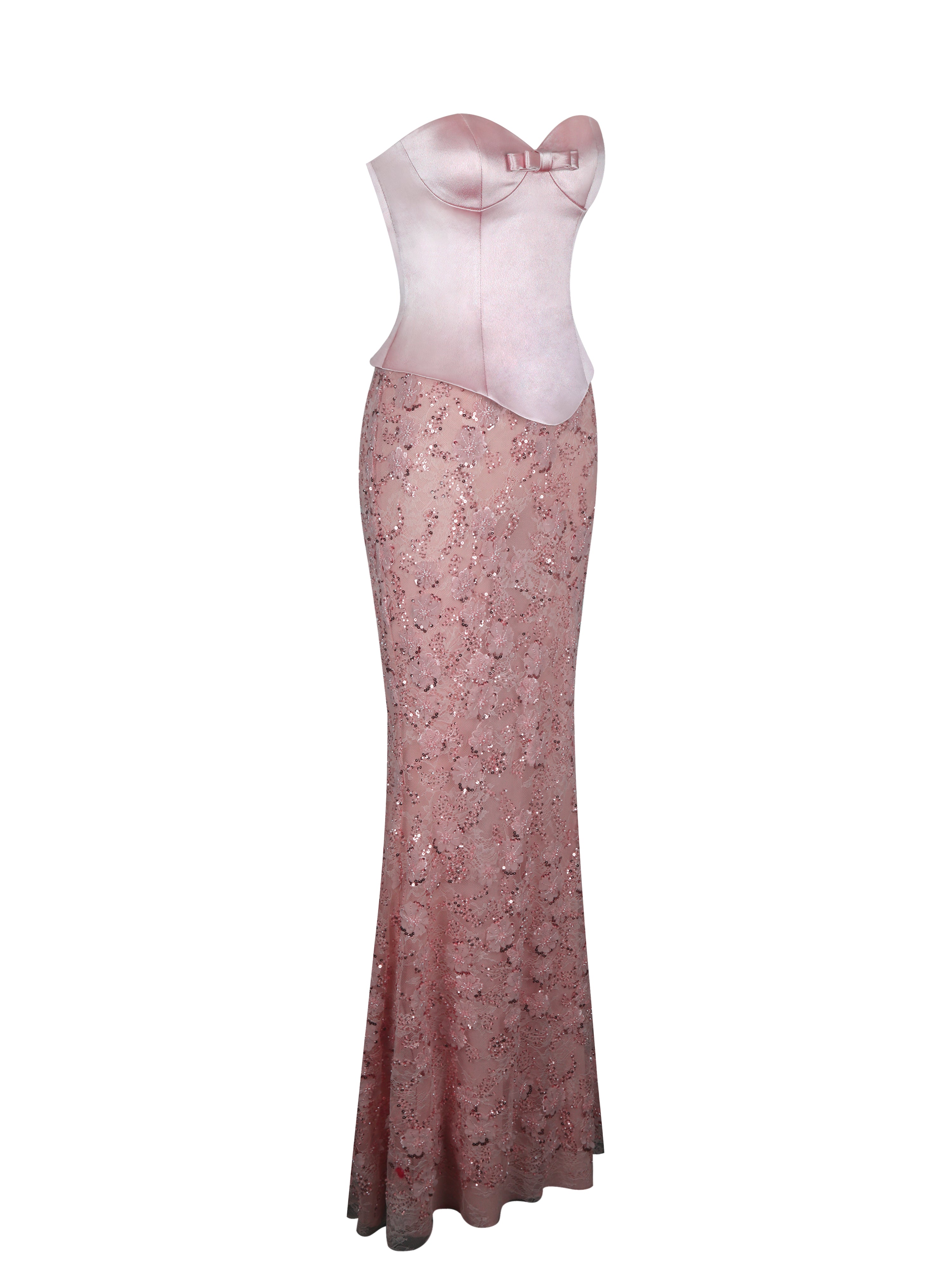Uliya Rosy Pink Strapless Mermaid Peplum Maxi Dress