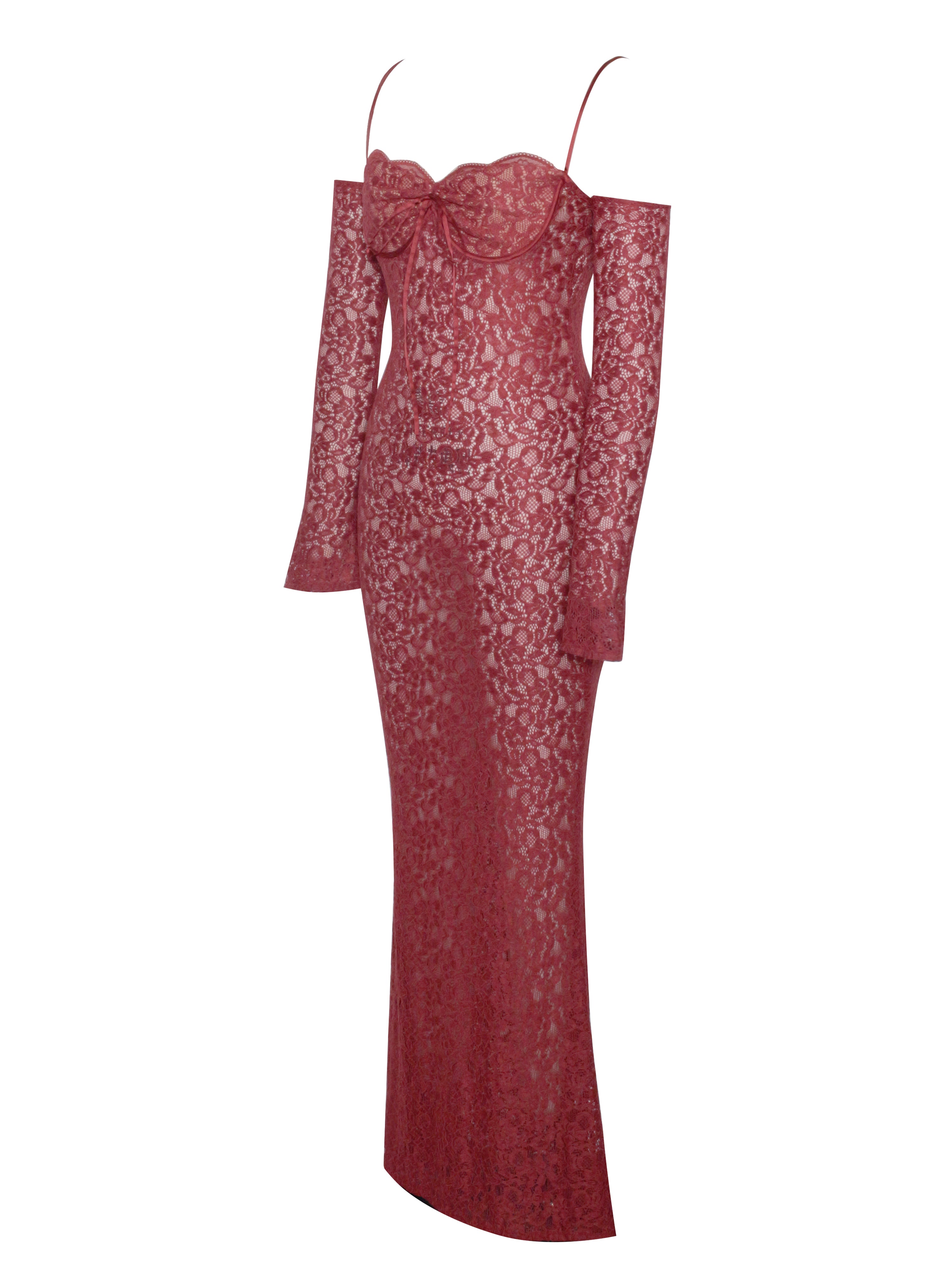 Miss Circle Women Udaya Burgundy Lace Long Sleeve Maxi Dress Miss Circle Women Udaya Burgundy Lace Long Sleeve Maxi Dress