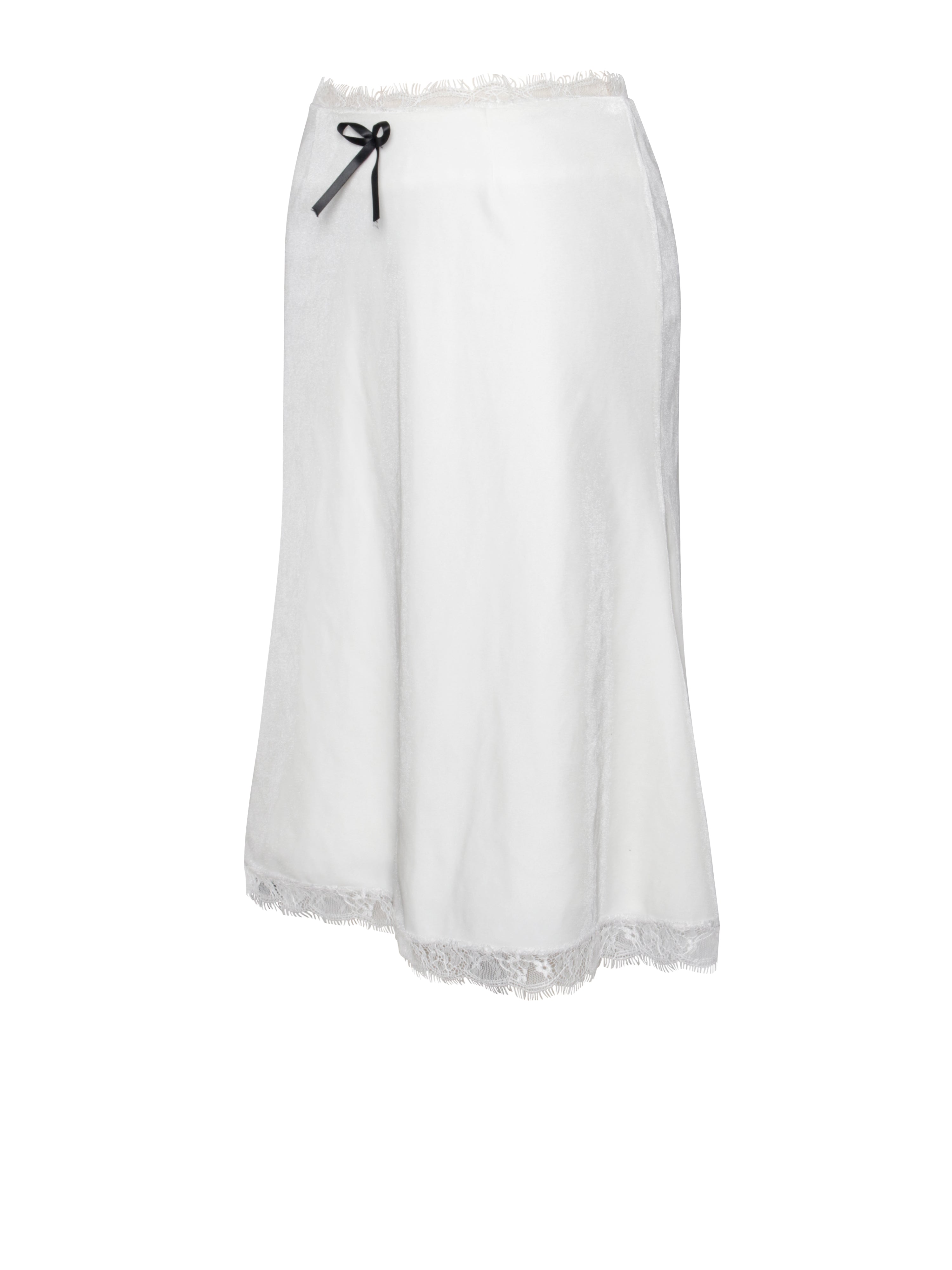 Lorraine White Velvet Skirt With Lace Trim