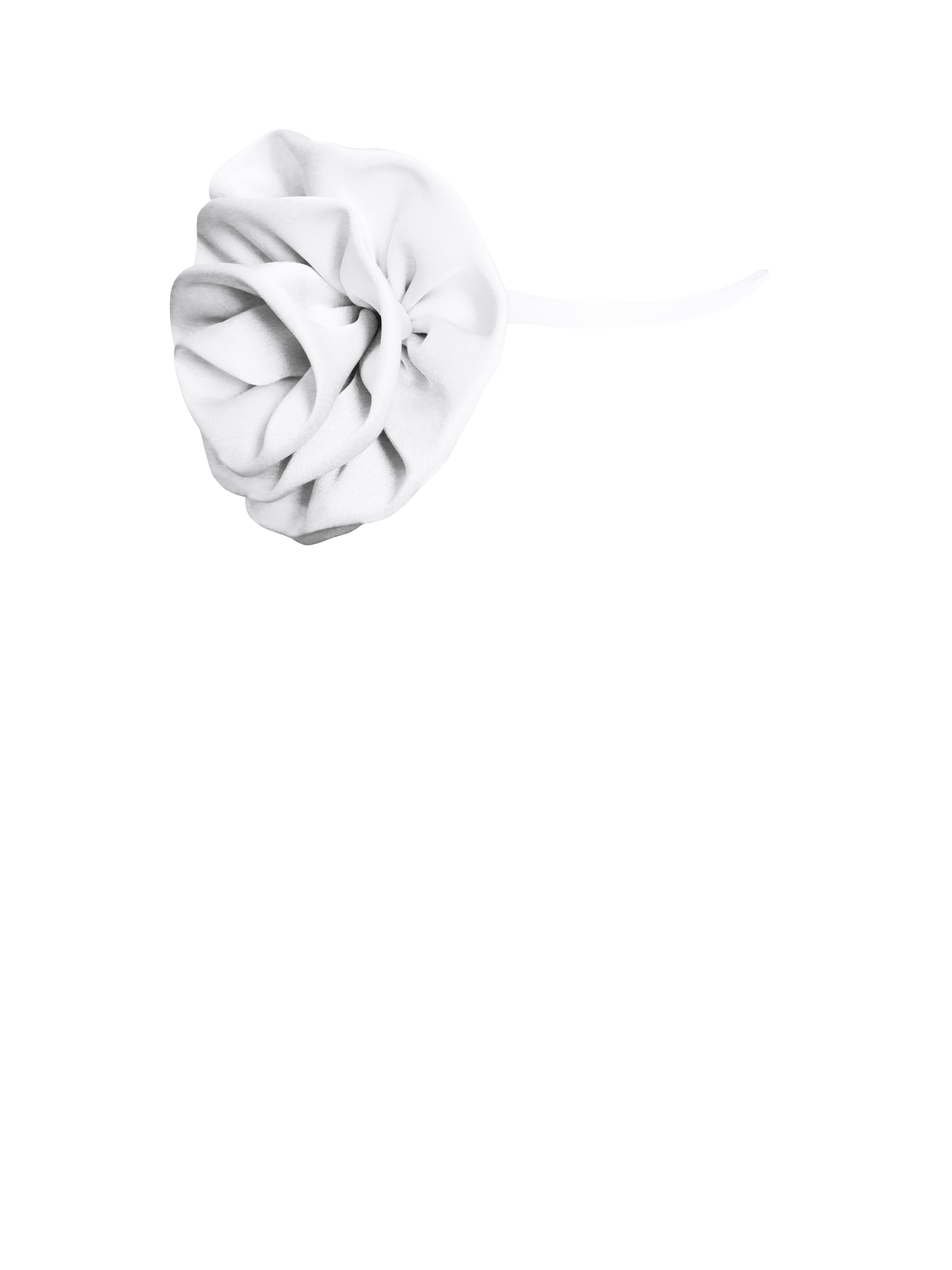 Vida White Satin Rose Flower Choker