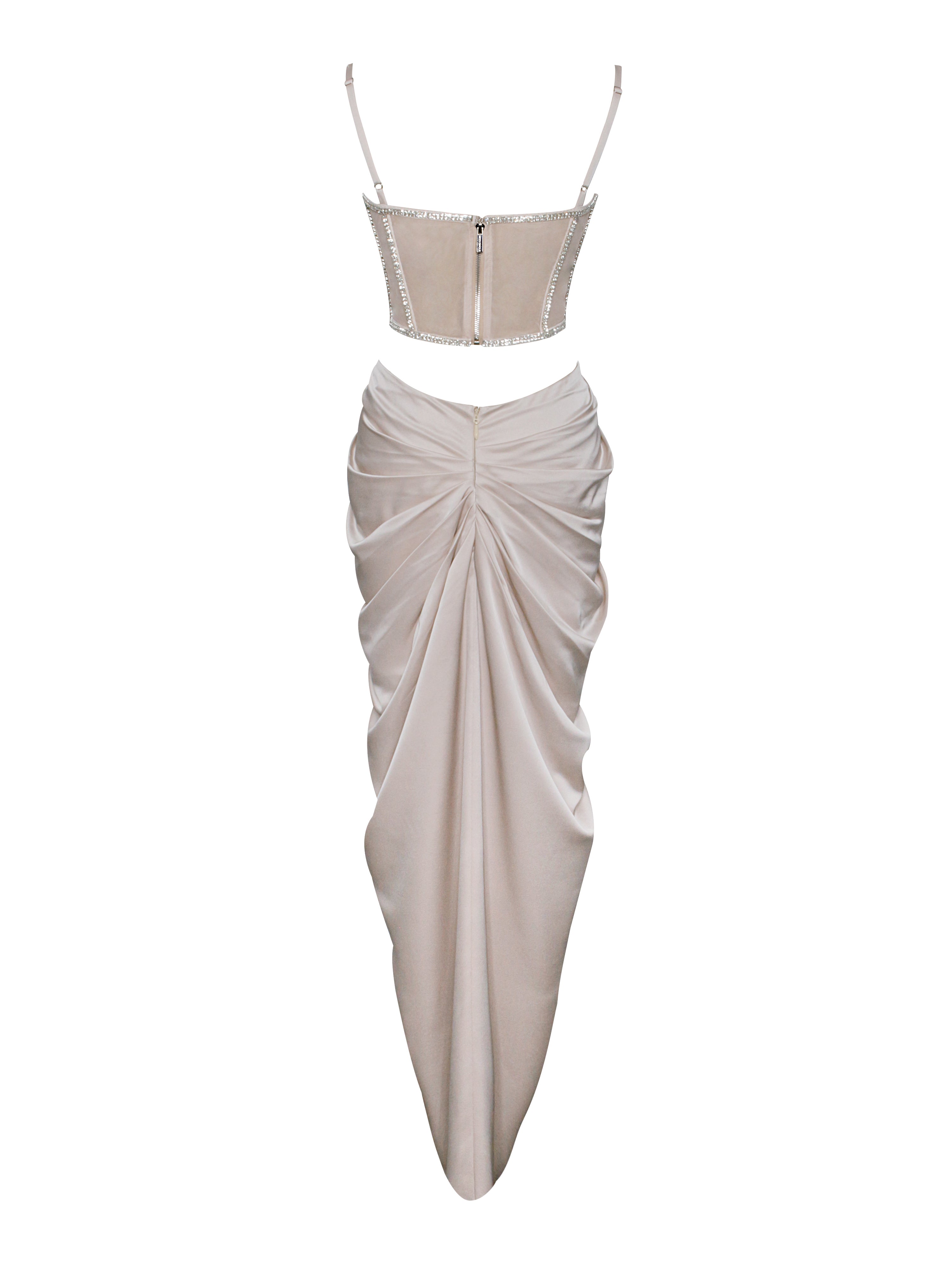 nya satin corset dress in champagne Champagne corset back gown , the Elite way Available for hire Can be worn with or without cape