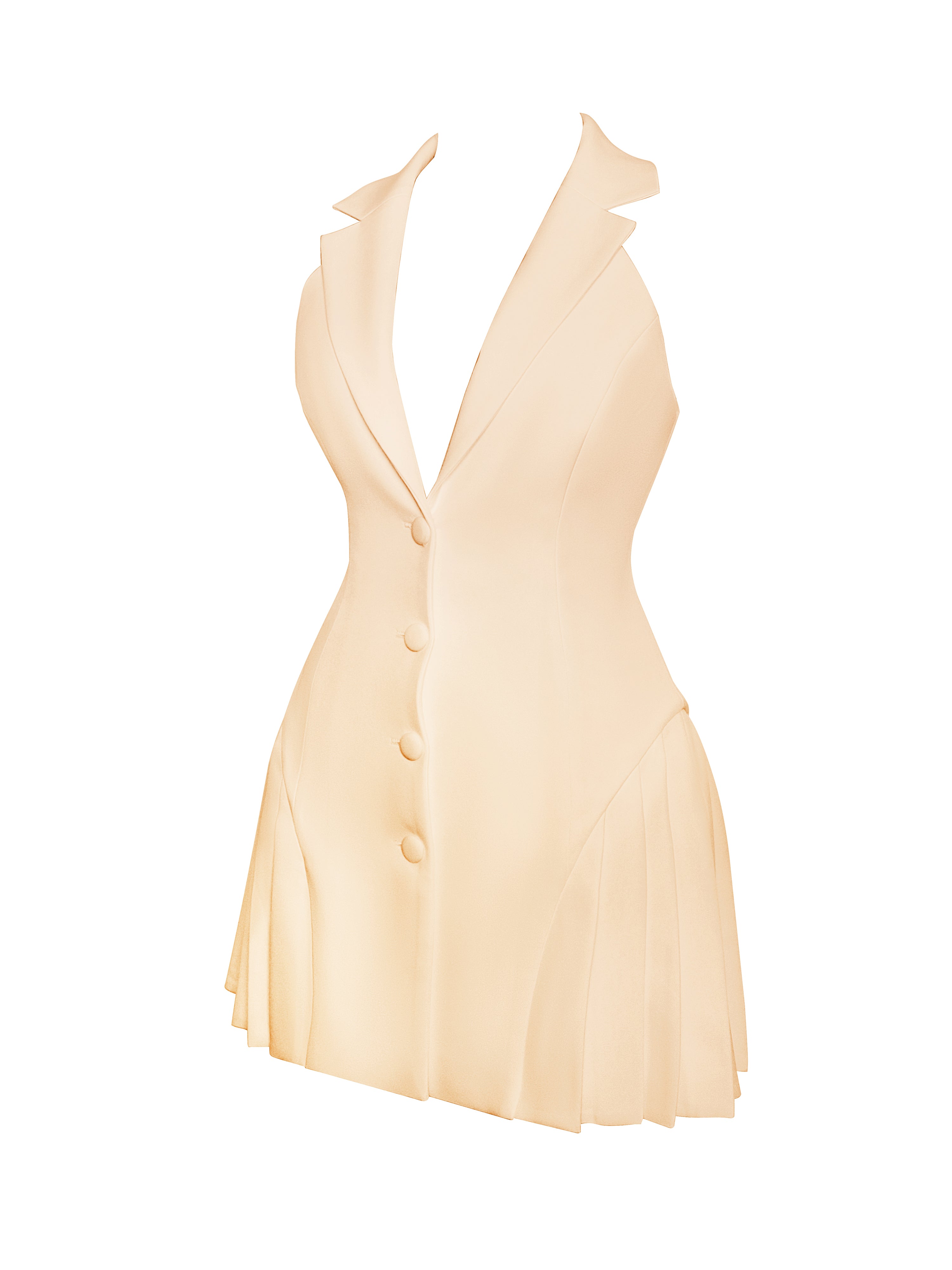 Reyna Beige Backless Pleated Mini Blazer Dress