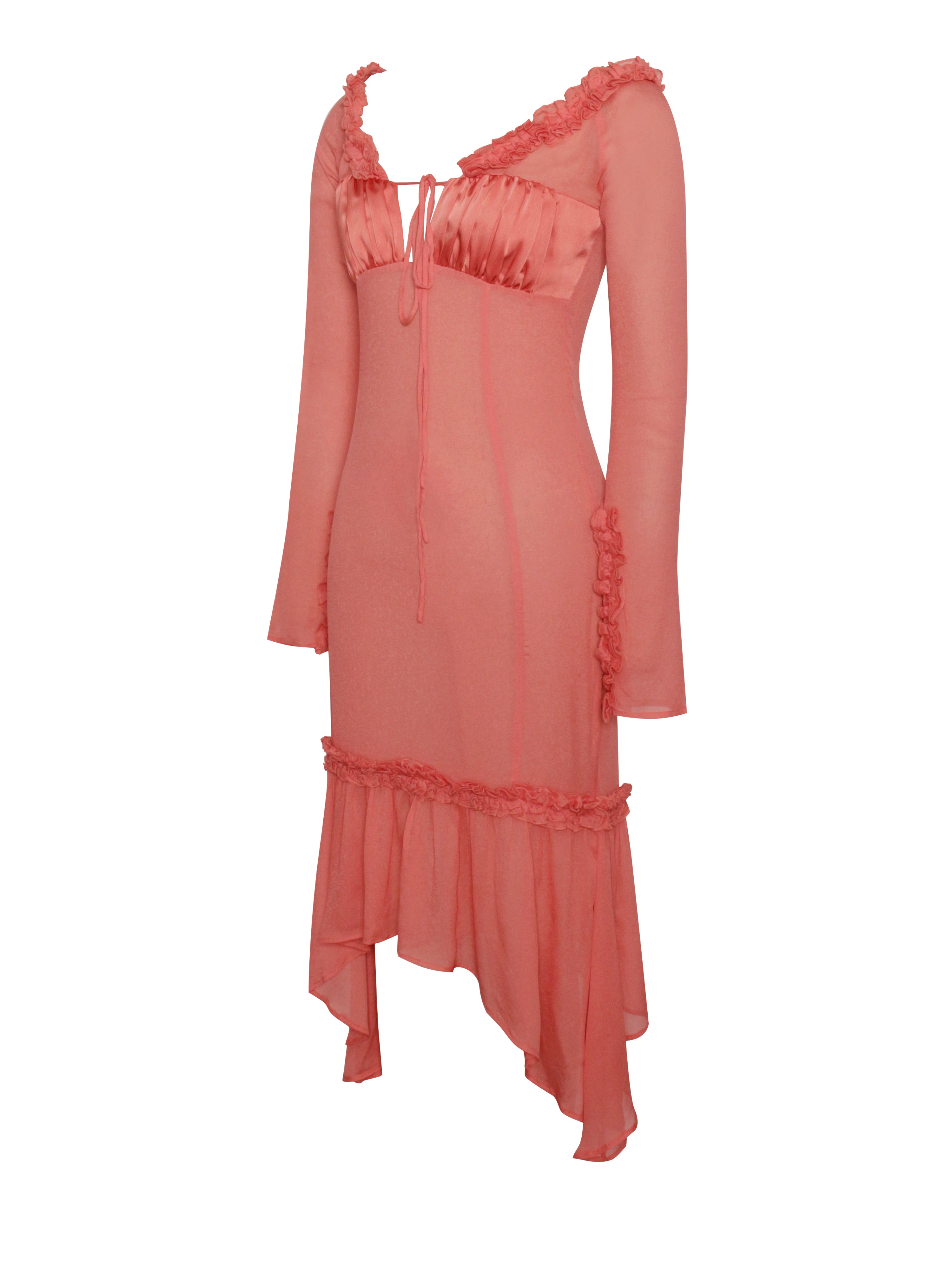 rayon midi dress with sleeves Donna Button Down Midi Dress