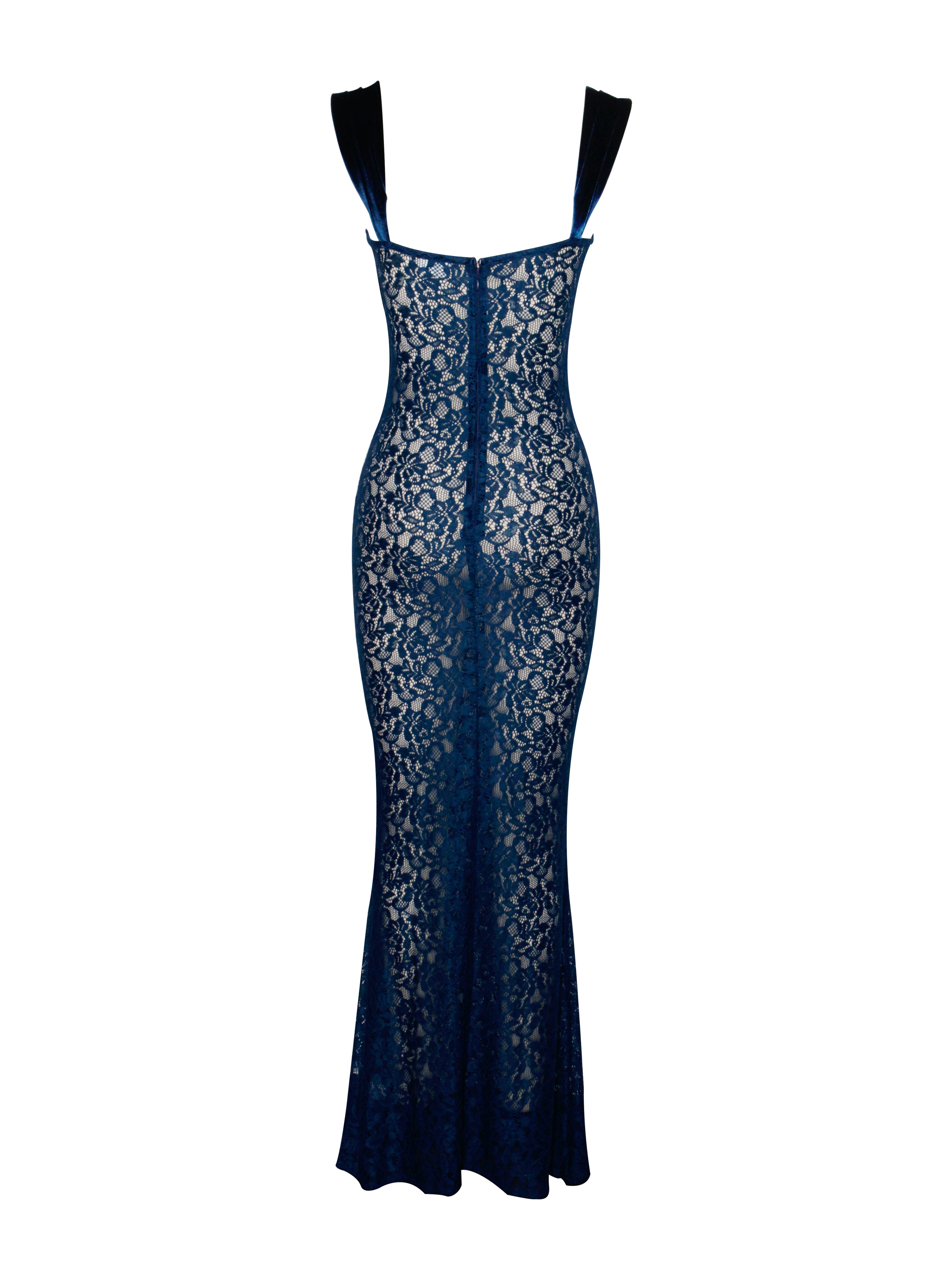 Miss Circle Women's Veronica Teal Lace Maxi Dress - Navy Miss Circle Women's Veronica Teal Lace Maxi Dress - Navy