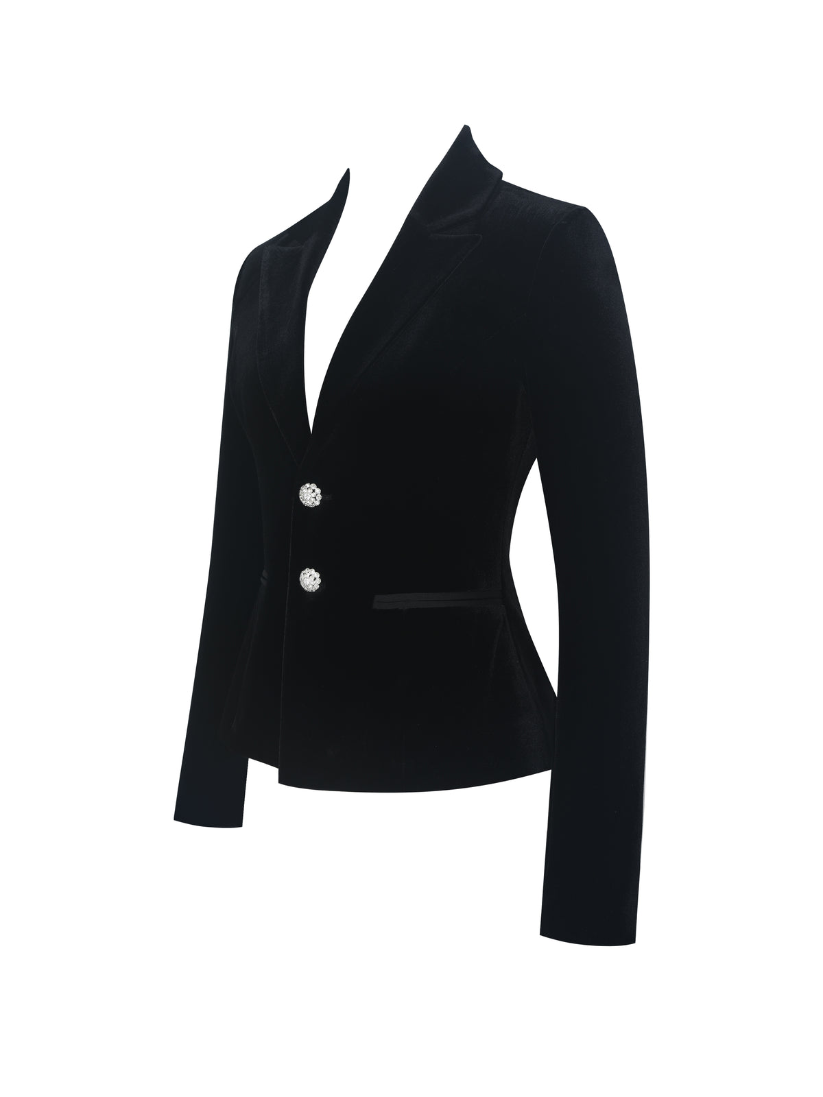 Ronni Black Velvet Single-Breasted Blazer