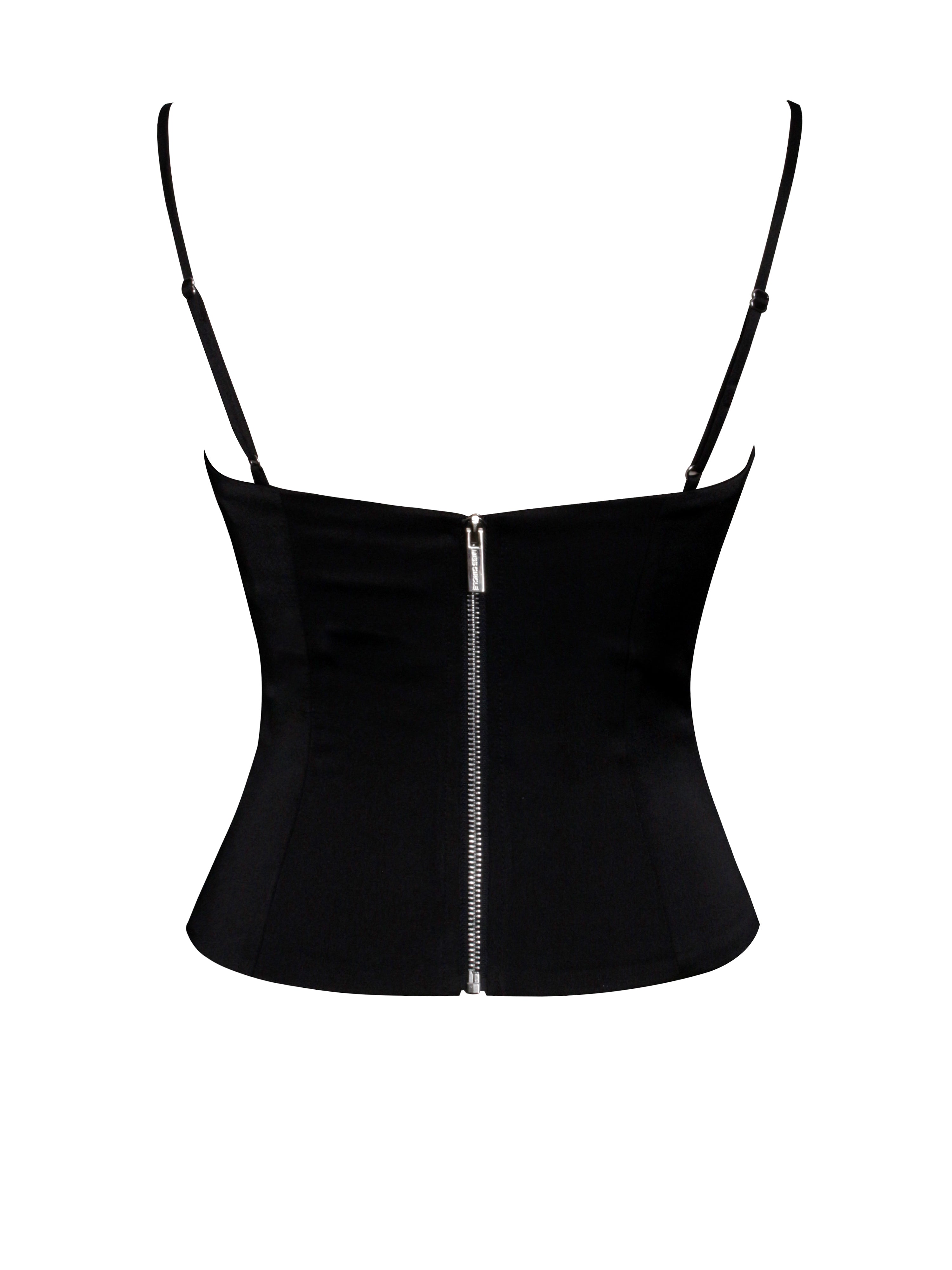 Padma Black Satin Lace Bustier Corset Top