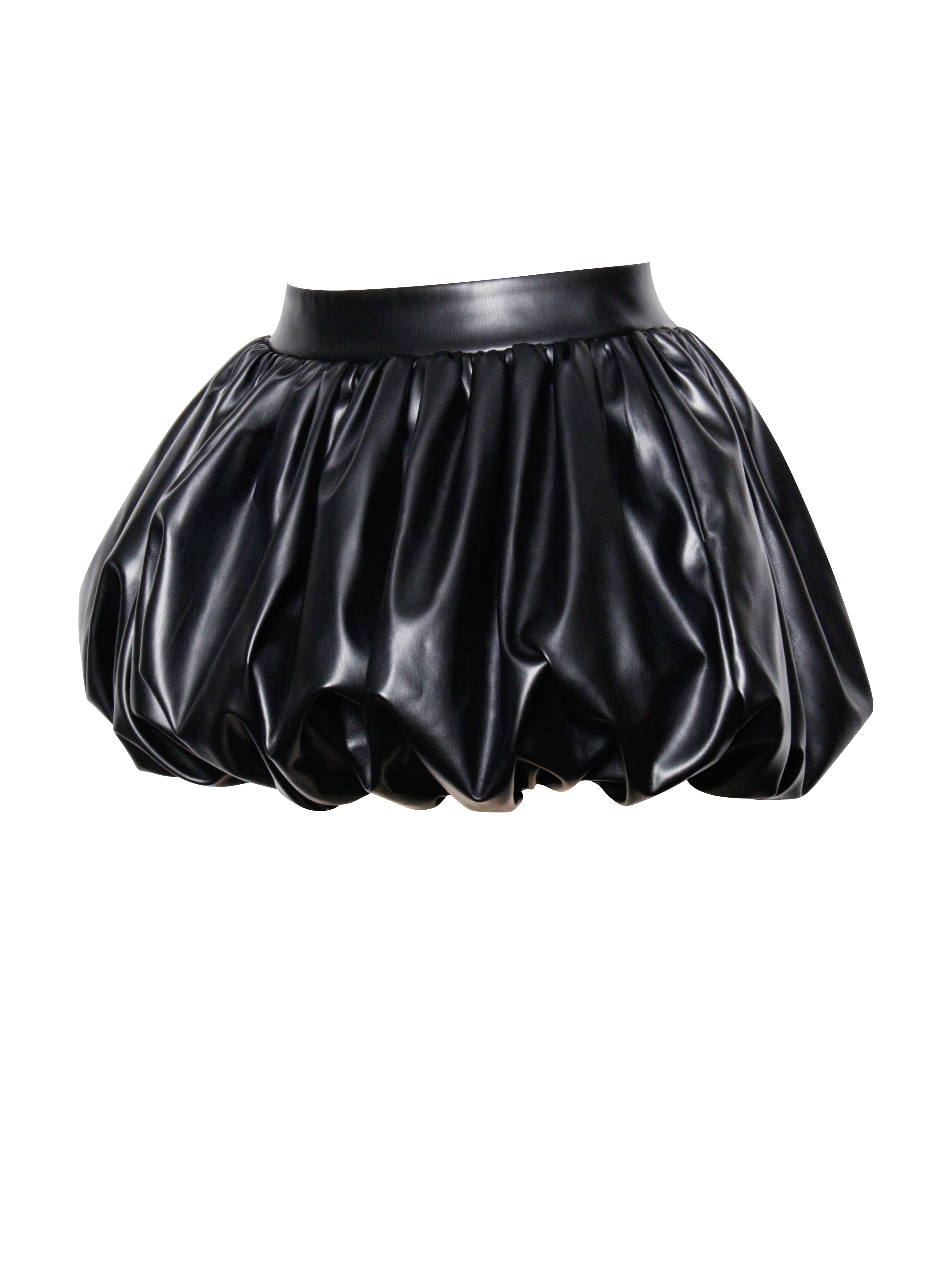 Yuna Vegan Leather Bubble Hem Skirt