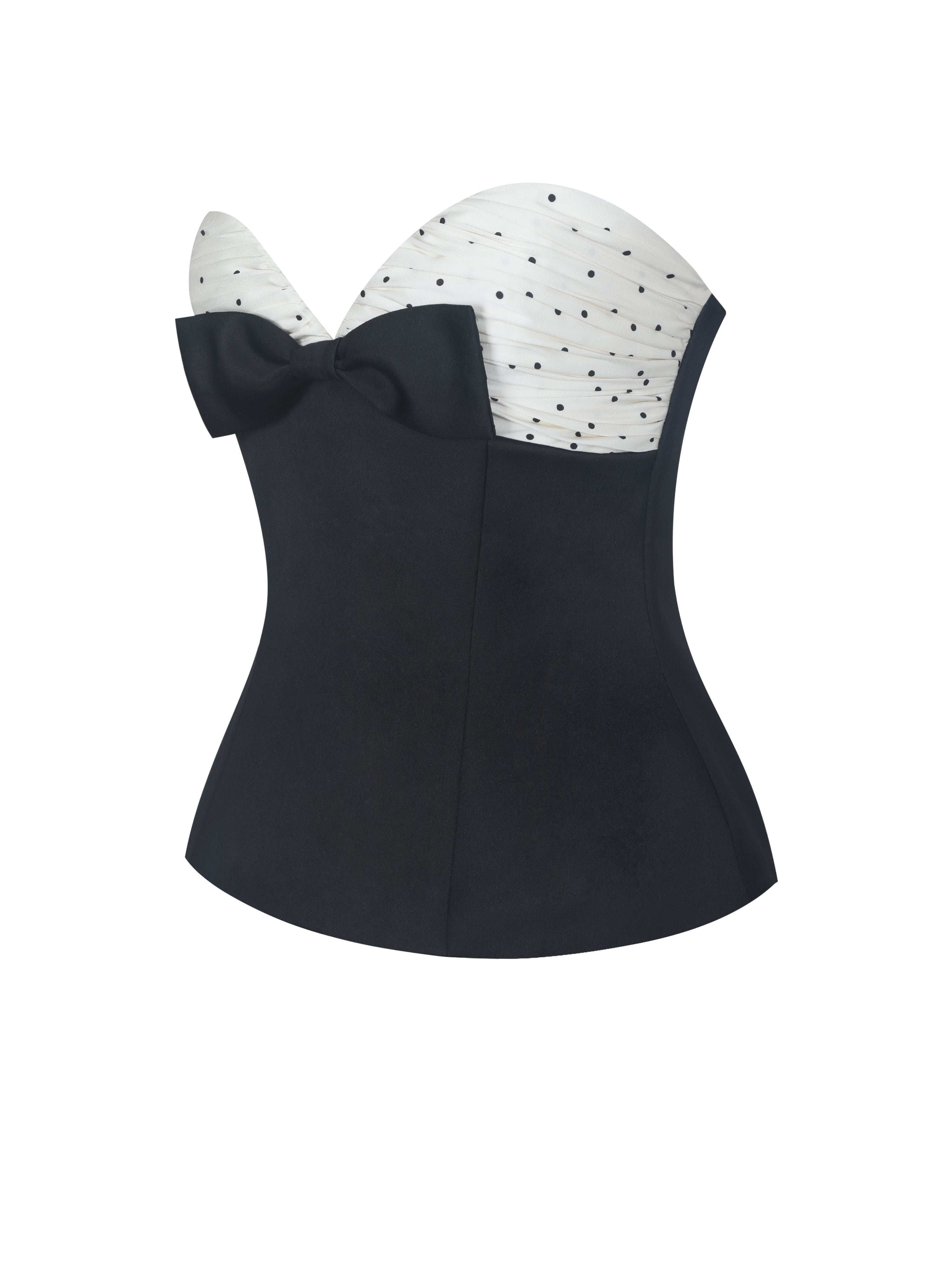 Ulrike Black and White Polka Dot Sweetheart Peplum Top