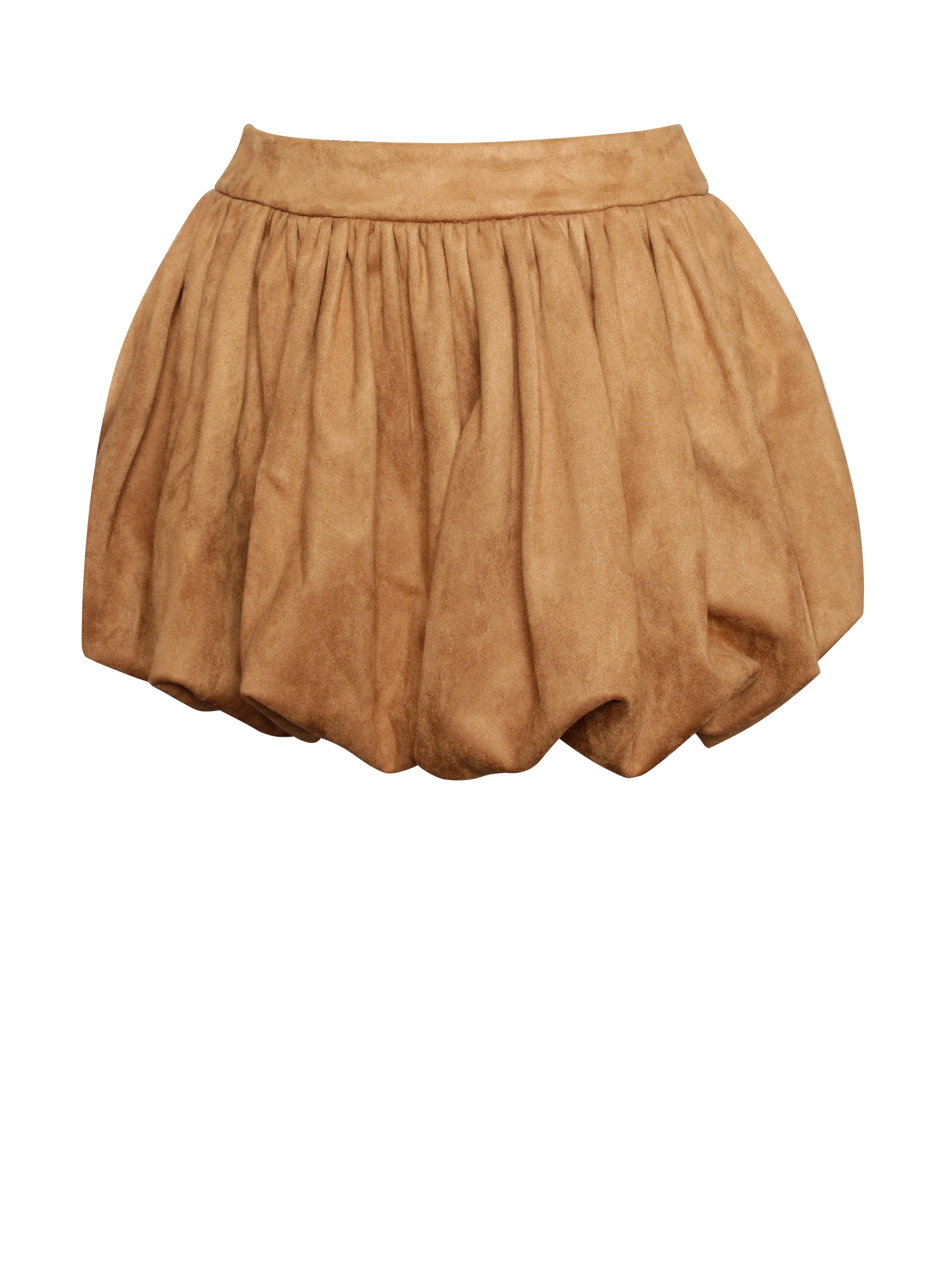 Yuna Brown Suede Bubble Hem Skirt