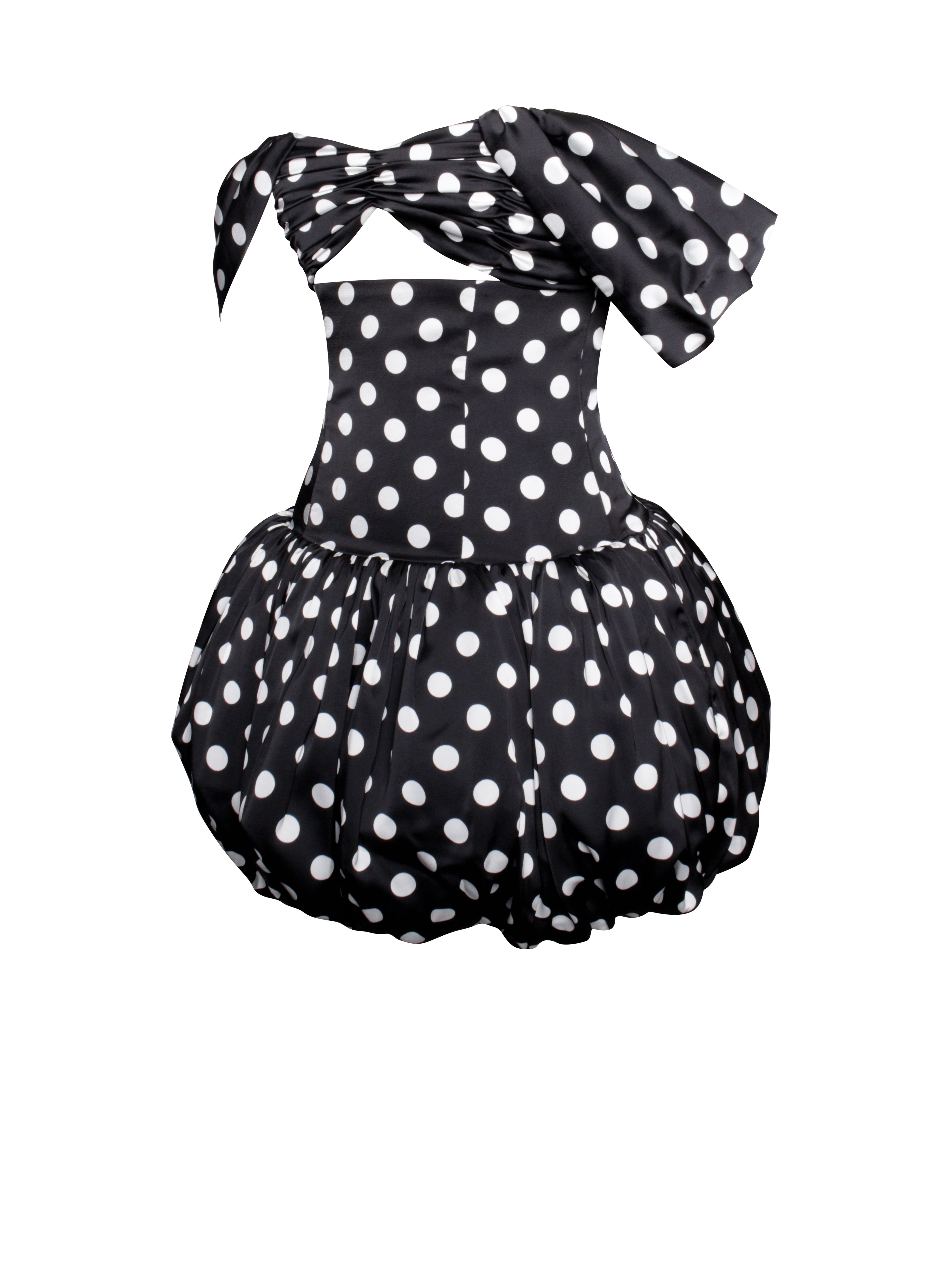 Umika Black Polka Dots Bubble Hem Mini Dress