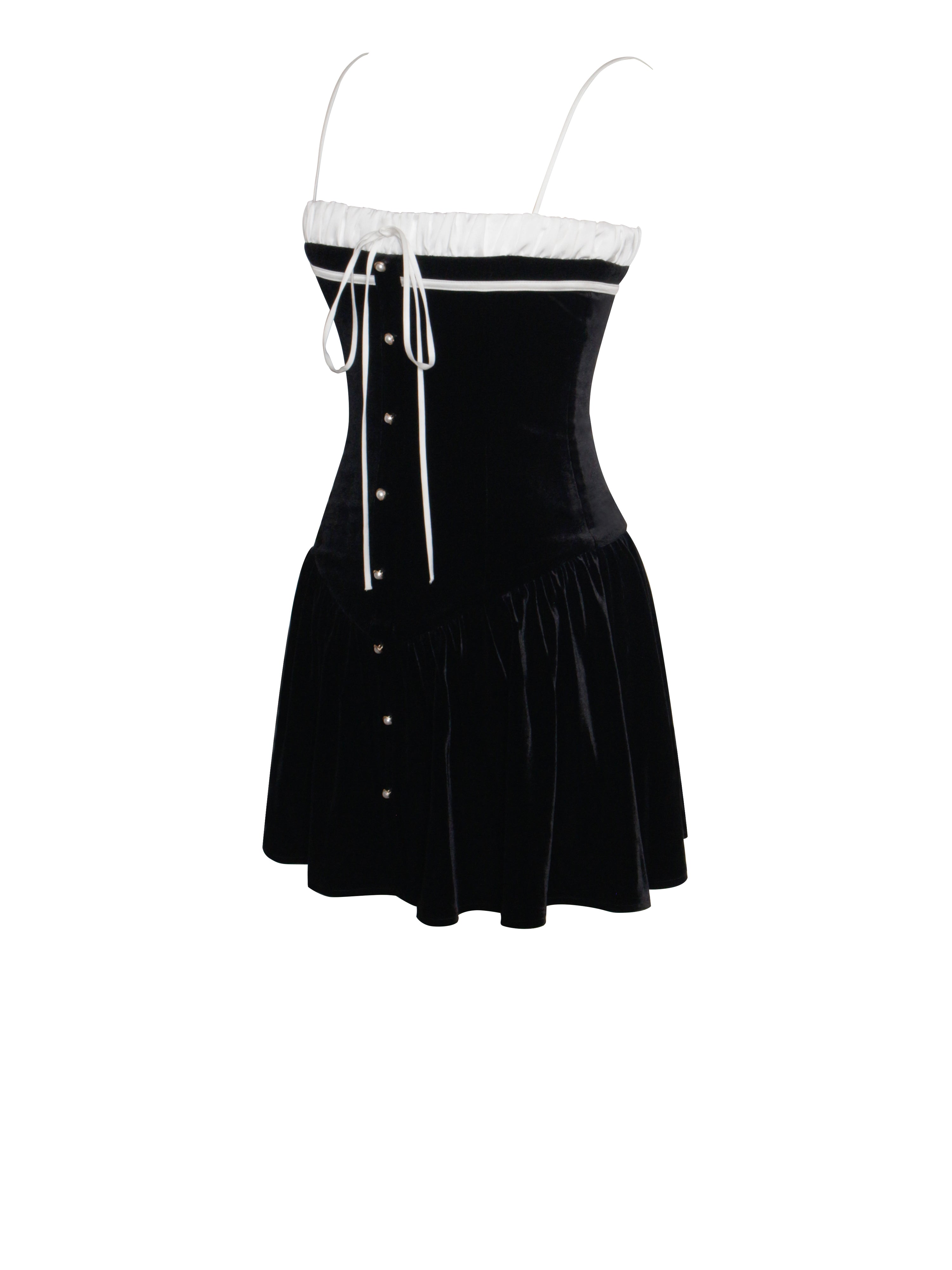 Miss Circle Olya Black and White Velvet A-Line Corset Mini Dress M Miss Circle Olya Black and White Velvet A-Line Corset Mini Dress M