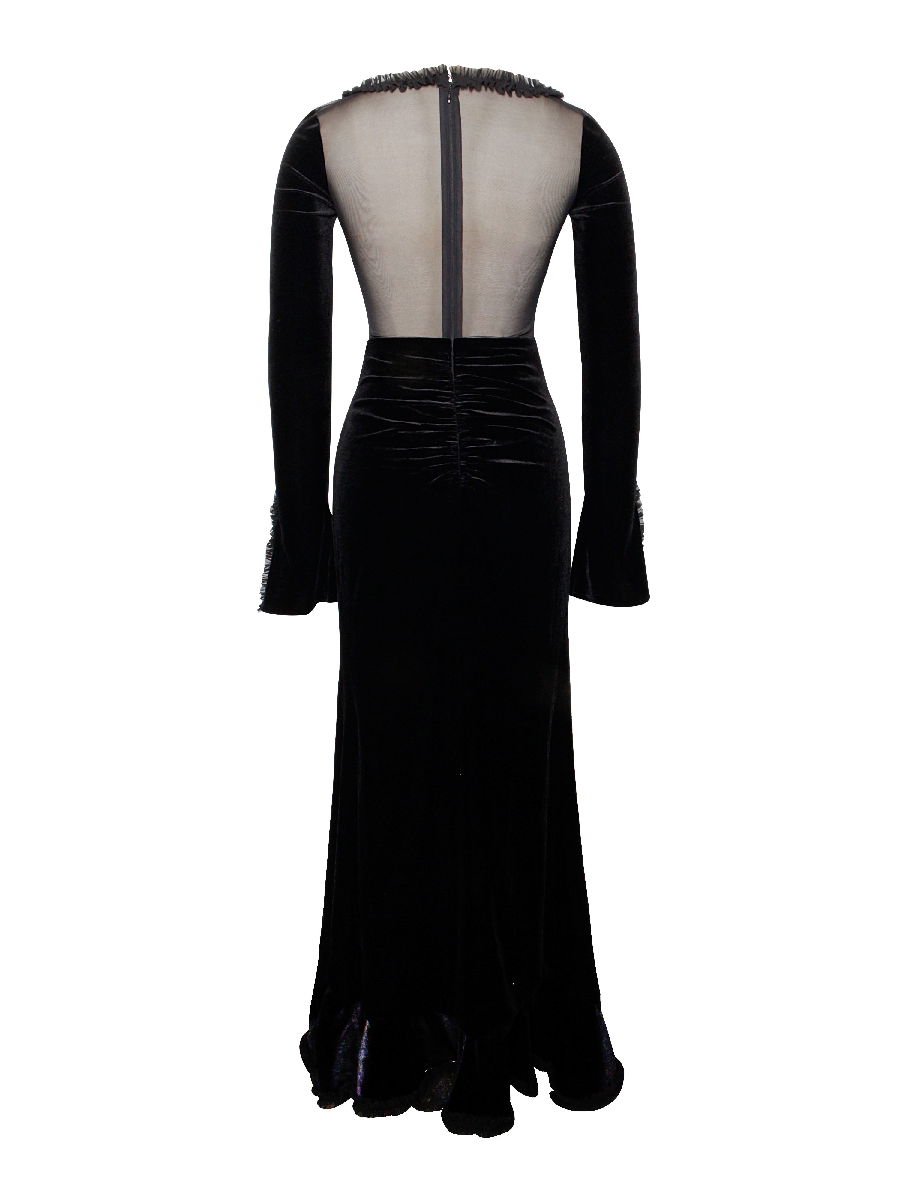 Miss Circle Women Maeve Black Velvet and Mesh Long Sleeve Maxi Dress Miss Circle Women Maeve Black Velvet and Mesh Long Sleeve Maxi Dress