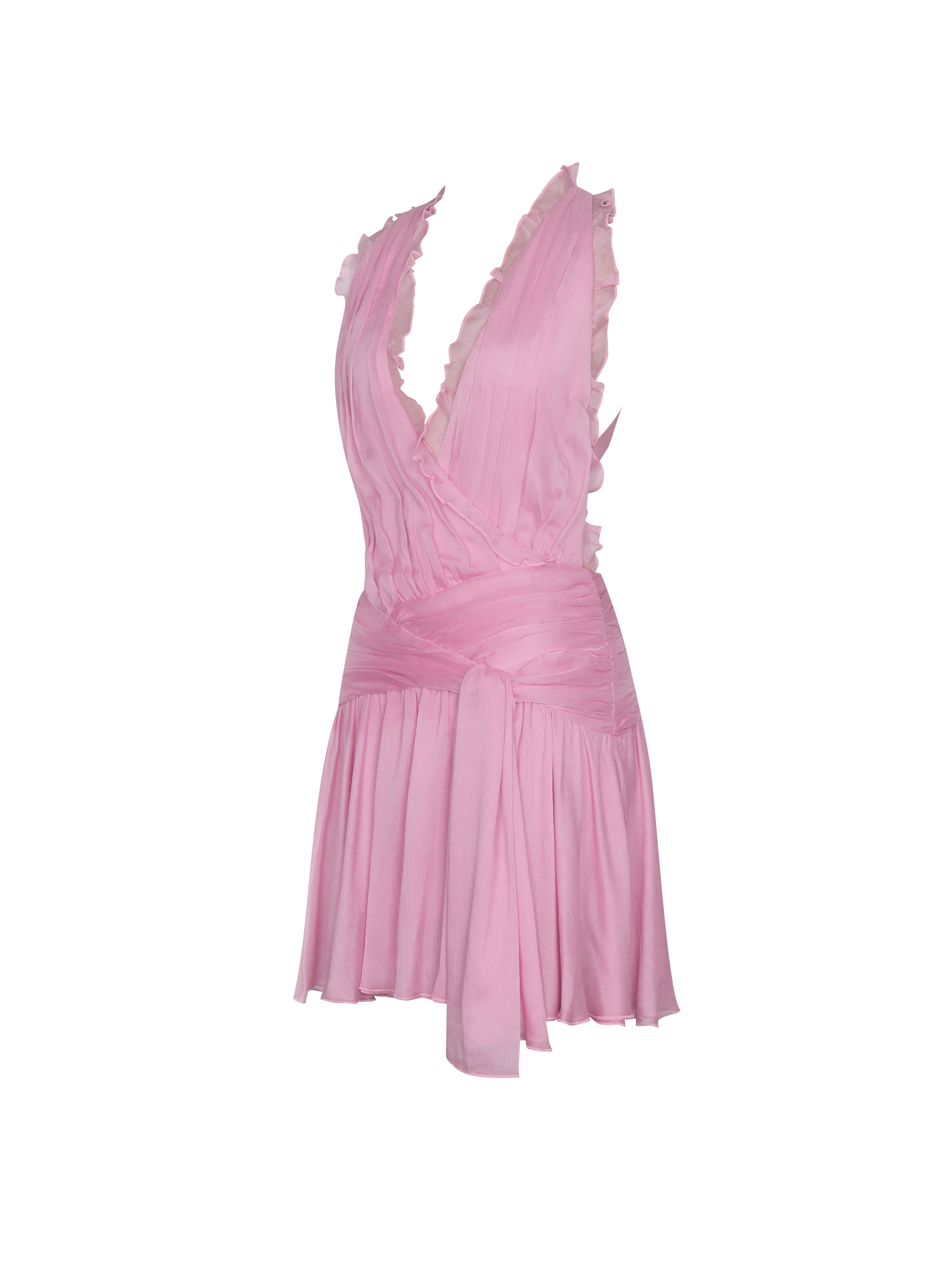 Odelle Tulip Pink Crinkle Chiffon Wrap Dress