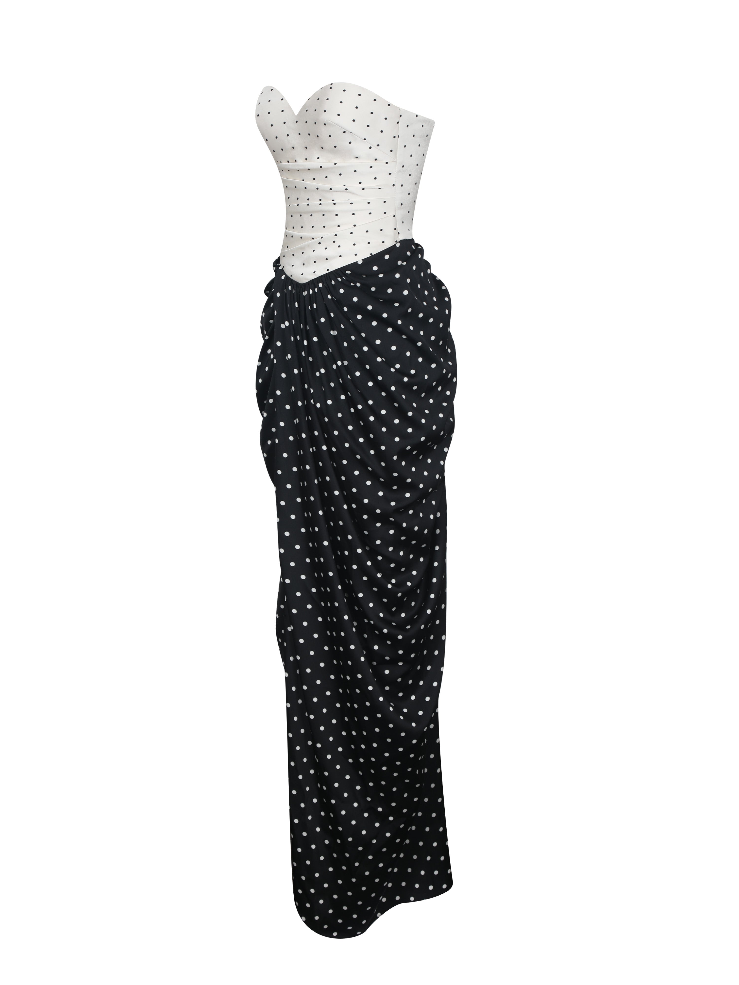 Tamryn Black & White Polka Dot Sweetheart Maxi Dress