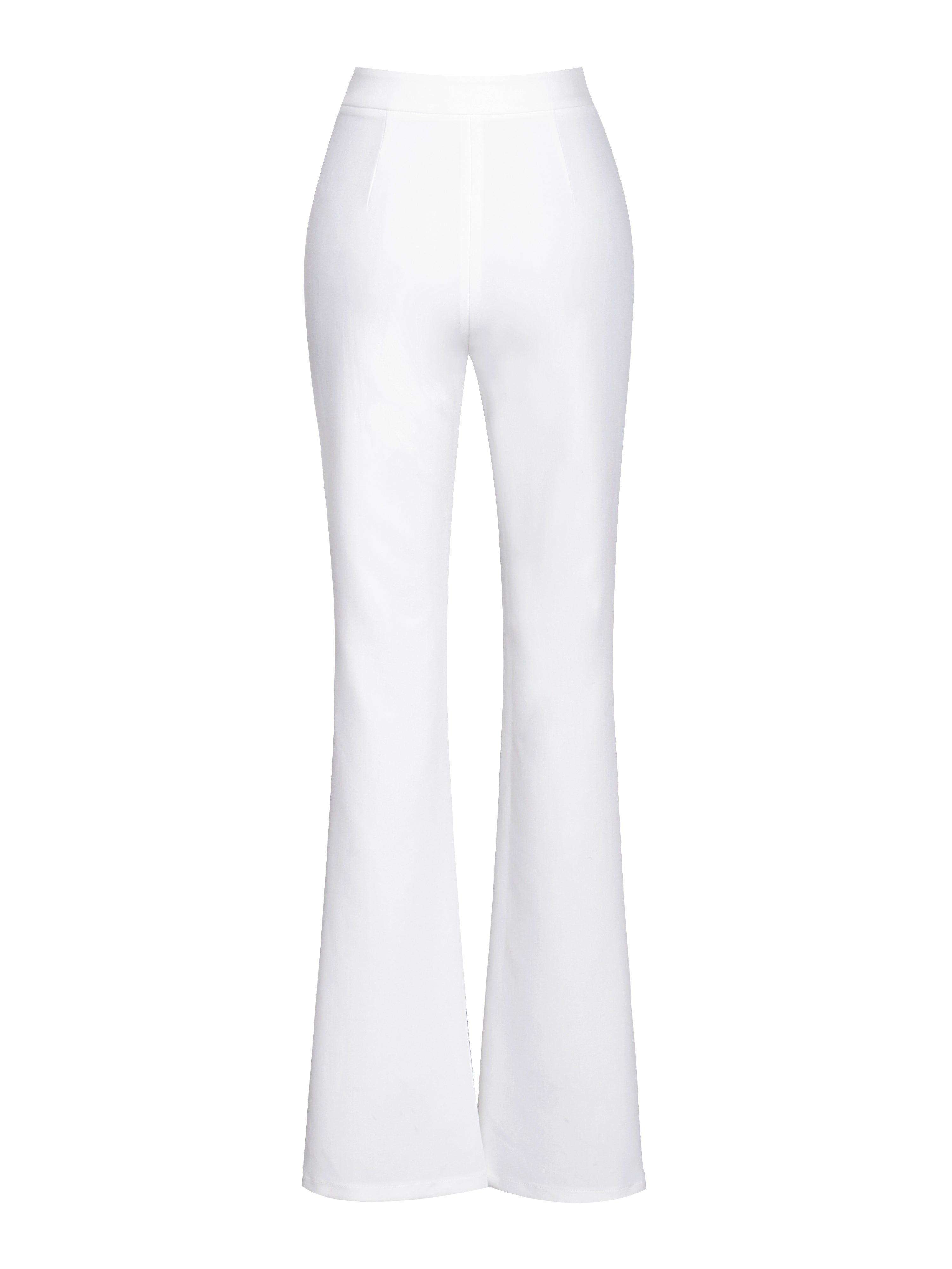 Waleria White Stretch Crepe Flare Pants