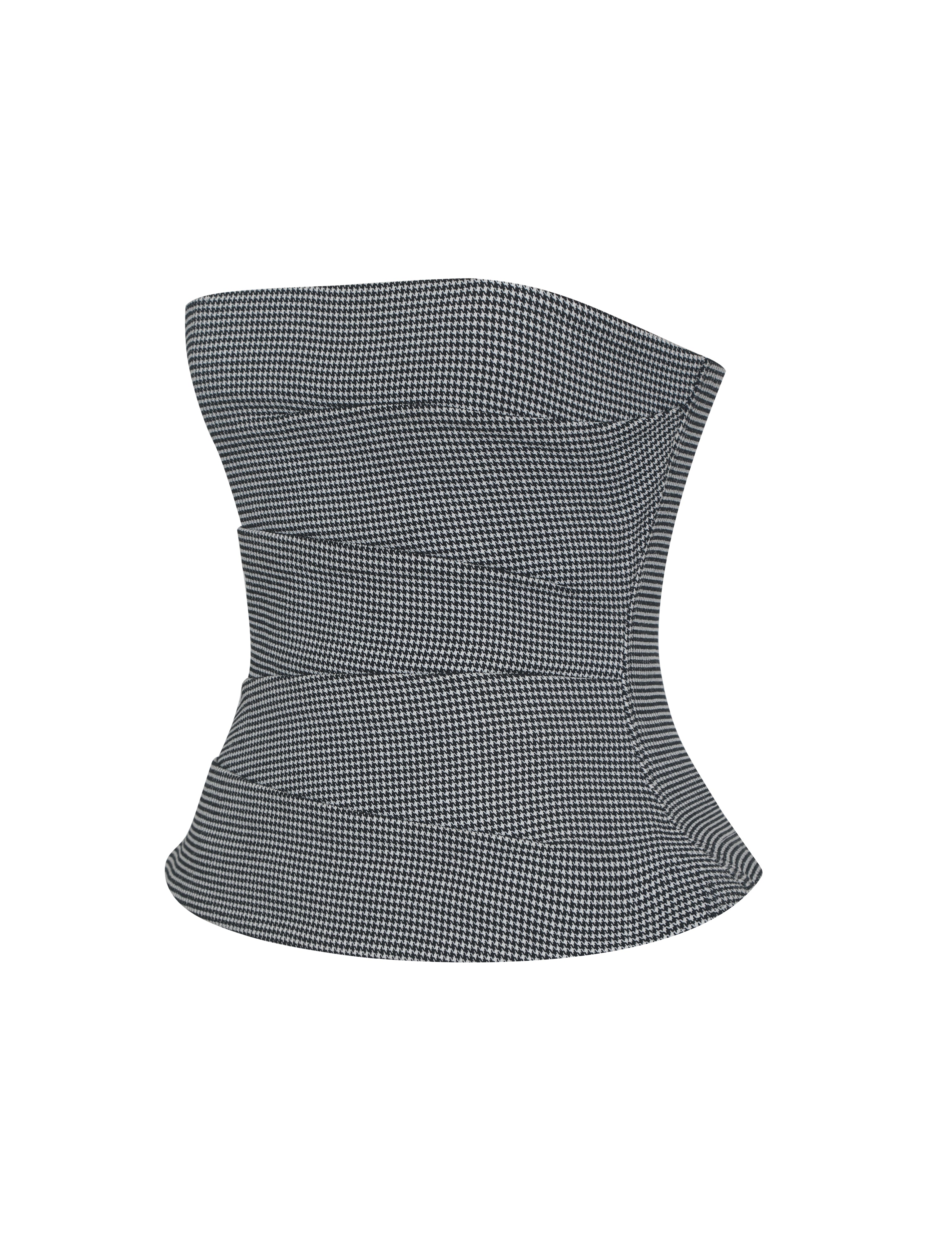 Ulla Micro-Houndstooth Strapless Peplum Top