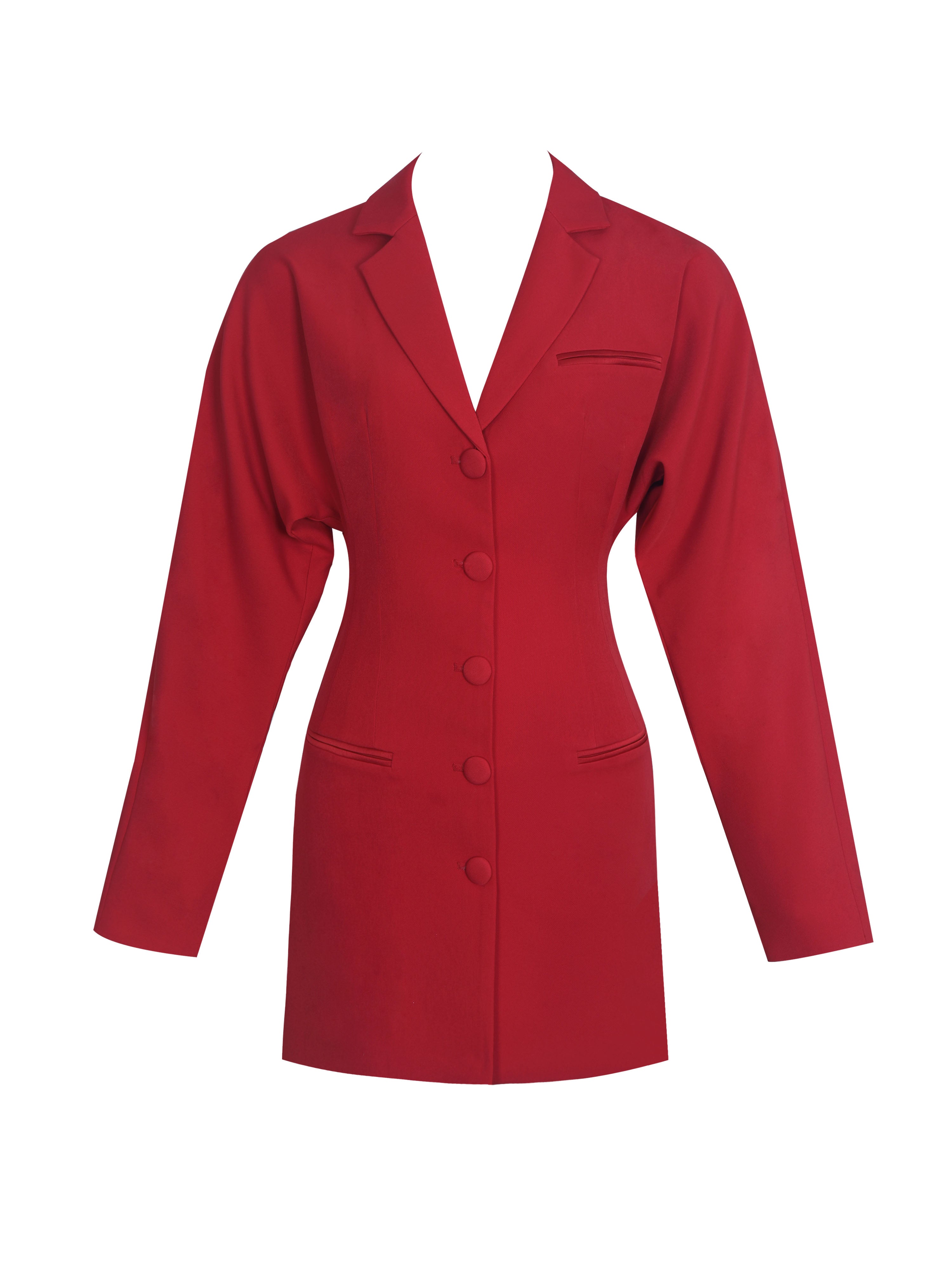 Blythe Cherry Red Batwing Blazer Mini Dress