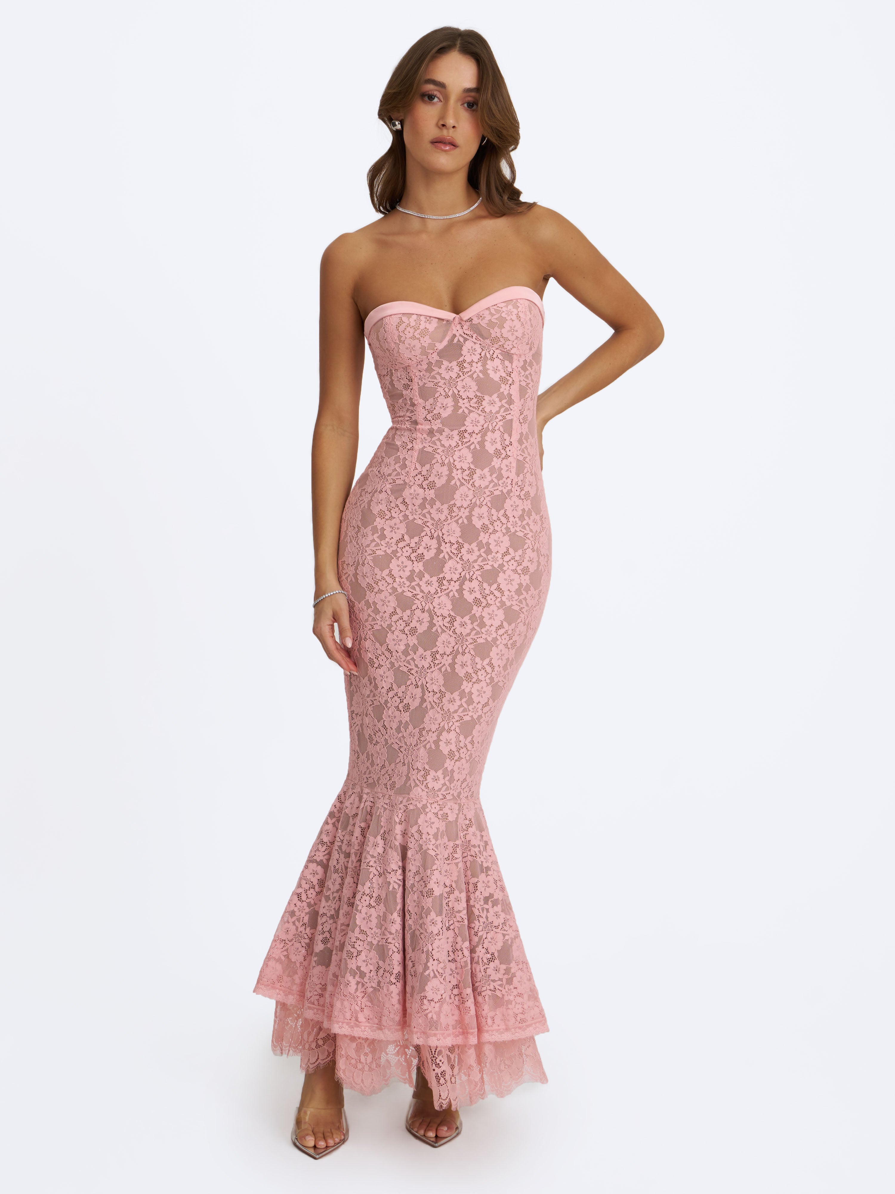 pink lace dress maxi Petal and Pup Women's Milla Heavyweight chiffon fabric OW Collection x REVOLVE Flora