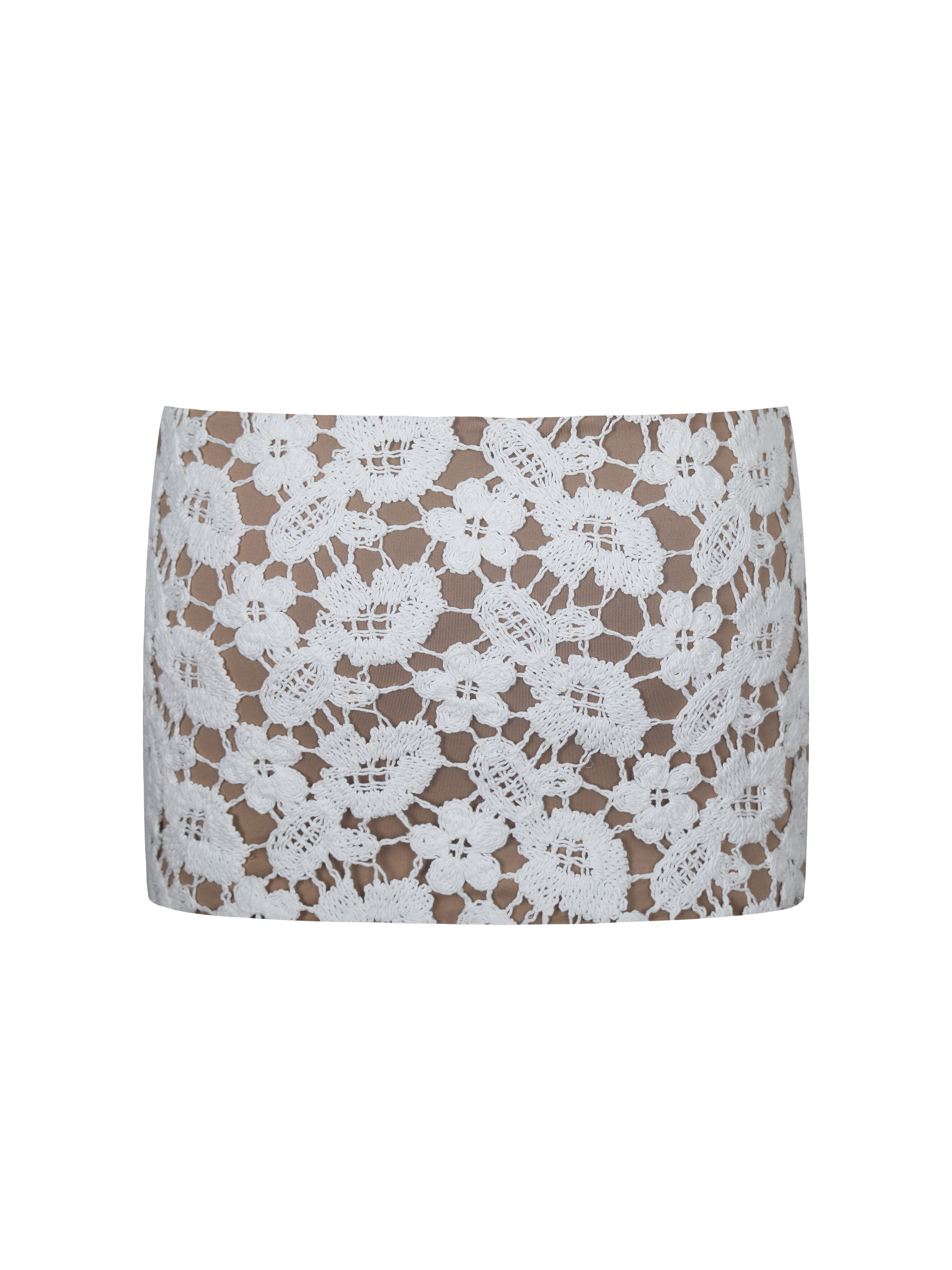 Leilani White Floral Crochet Mini Skirt