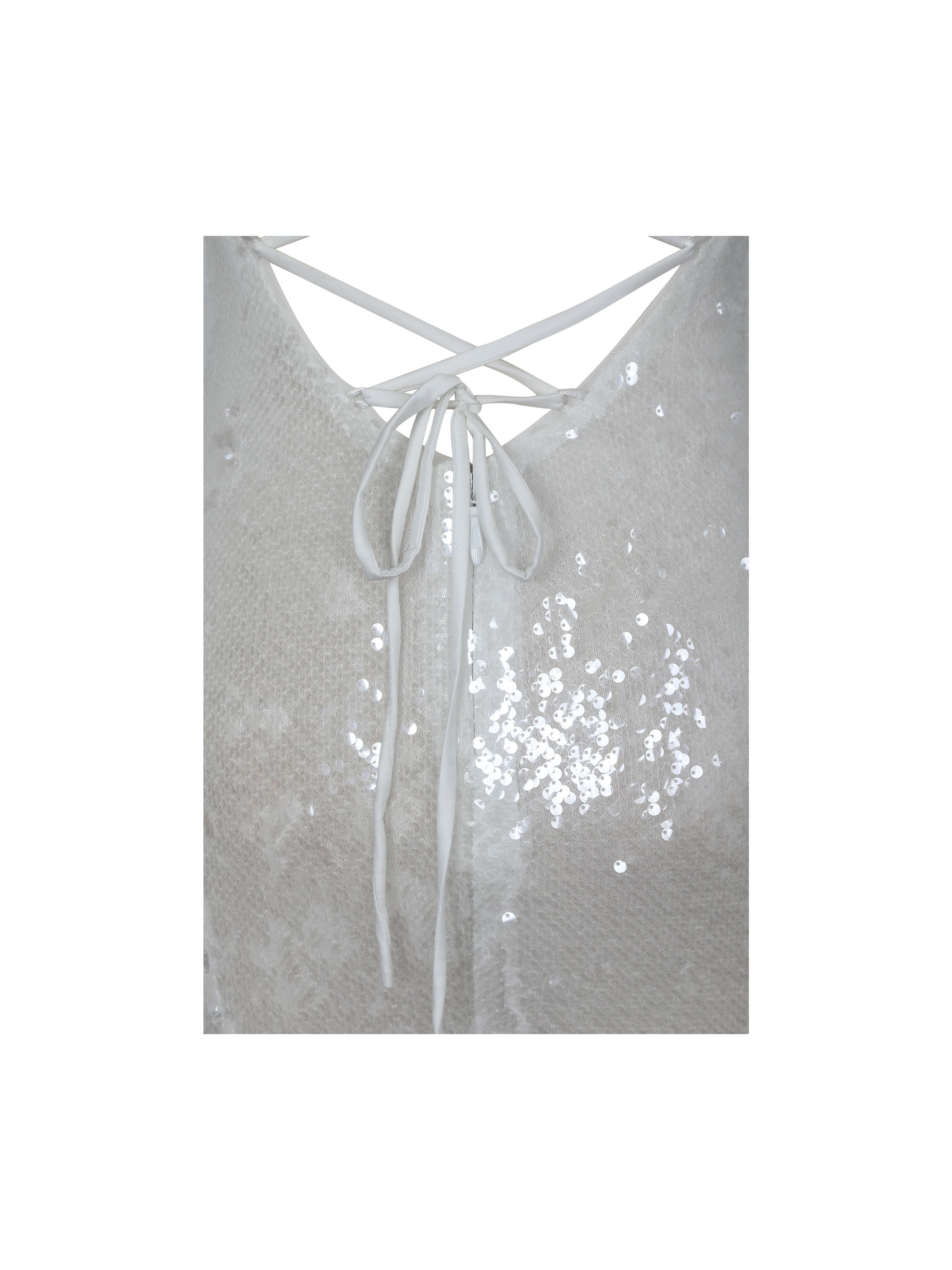 Cameron White Sequin Scoop Neck Mermaid Maxi Dress